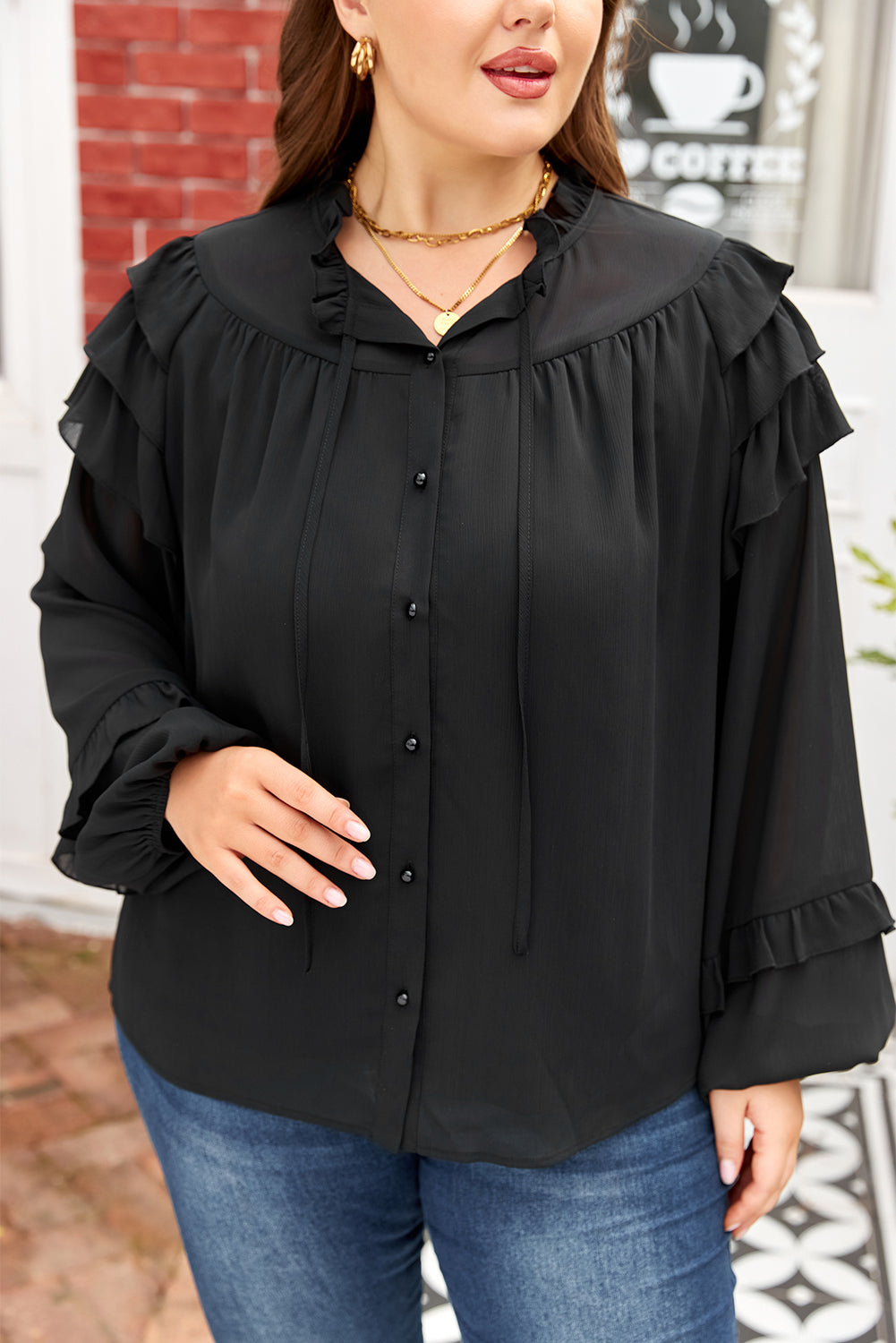 Jaycee Sleeve Chiffon Elegant PLUS Shirt