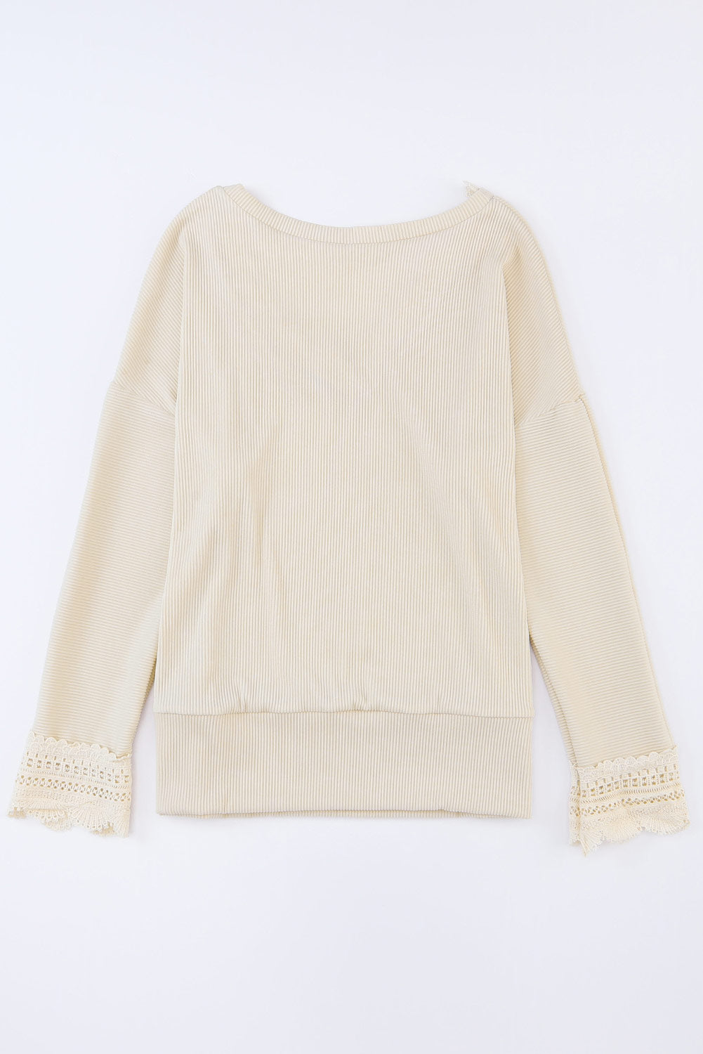 Isabella Texture Lace Trim Long Sleeve Top