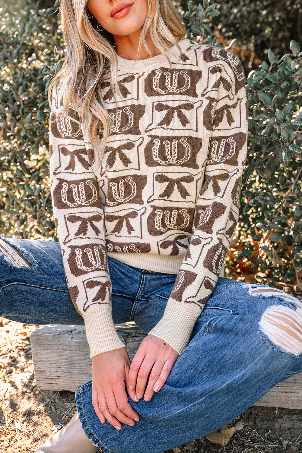 Sofia Western Fashion Print Sweater