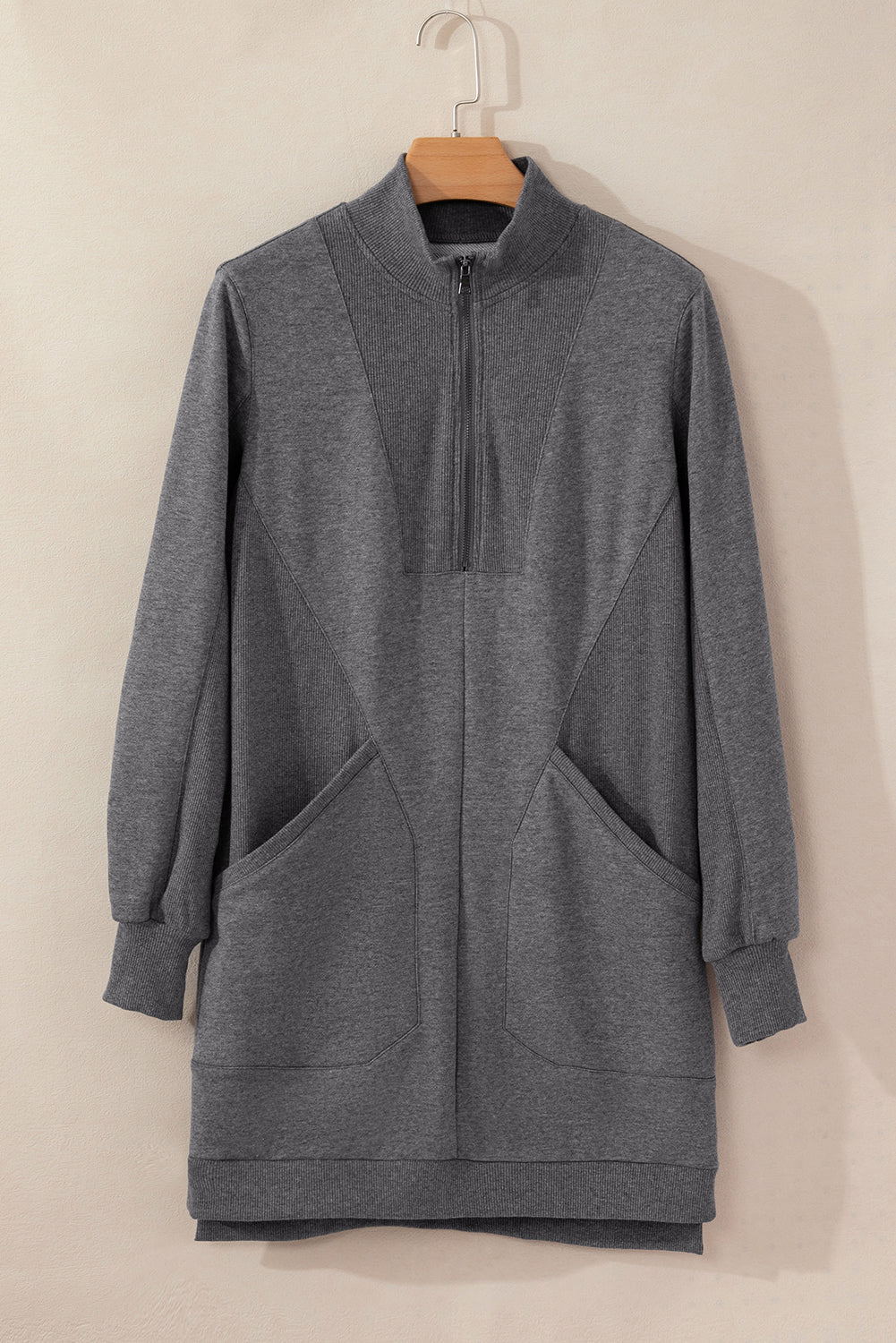 Frankie Ribbed Patchwork Sweatshirt Dress