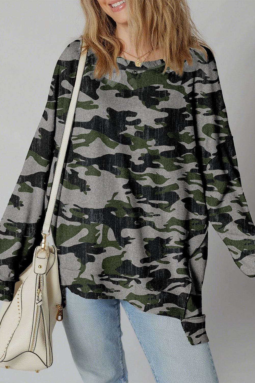 Honey Patchwork Drop Shoulder Sweatshirt
