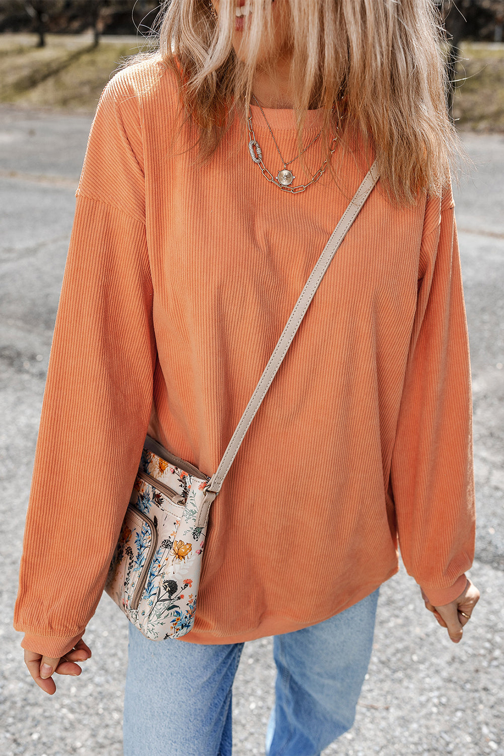 Kamryn Ribbed Corduroy Oversized Sweatshirt