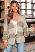 Amara Striped Knit Bow Tie Front Sweater Cardigan
