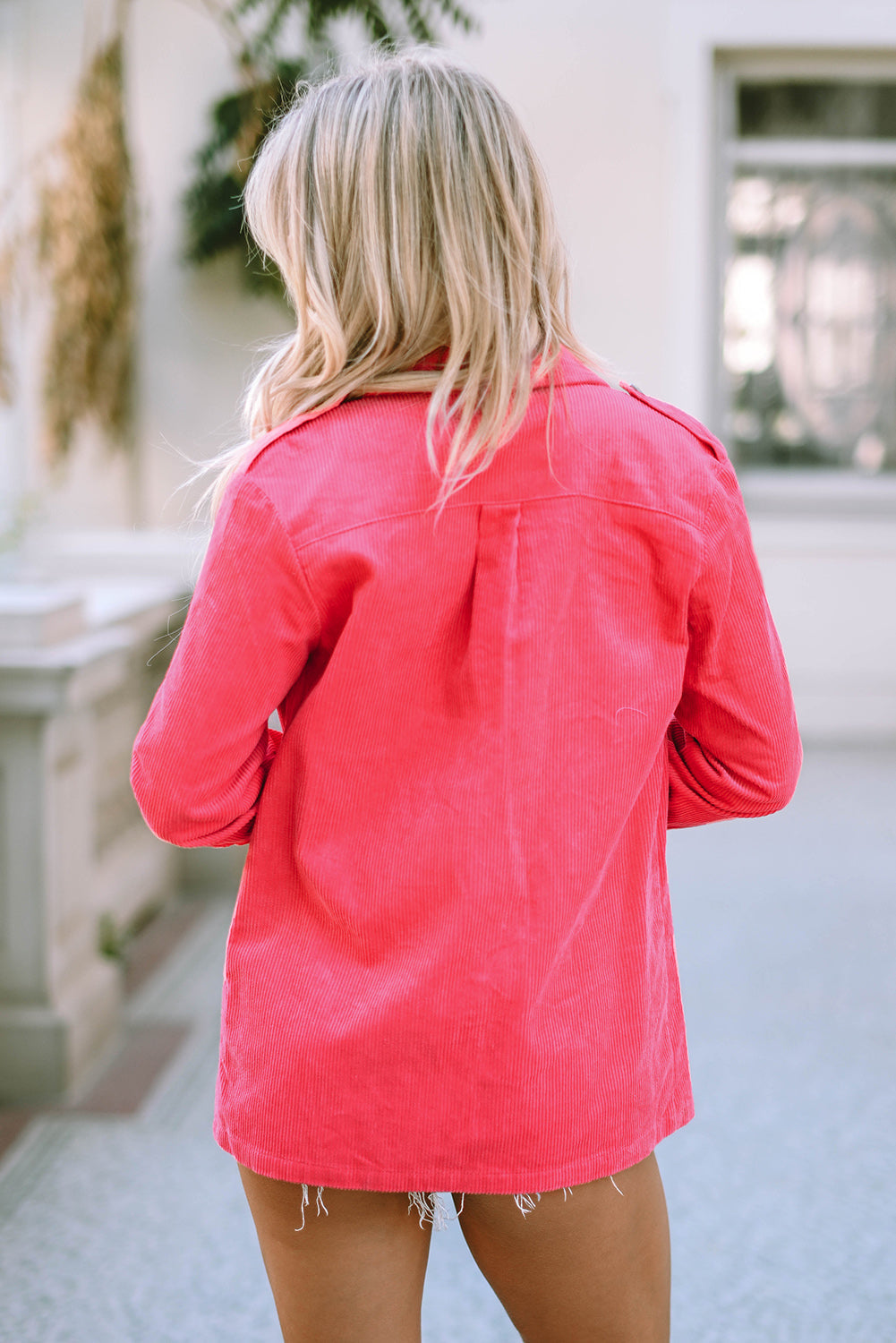 Claire Buttoned Flap Pocket Corduroy Jacket