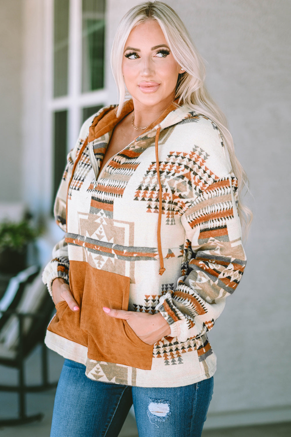 Isabella Kangaroo Half Zip Hoodie
