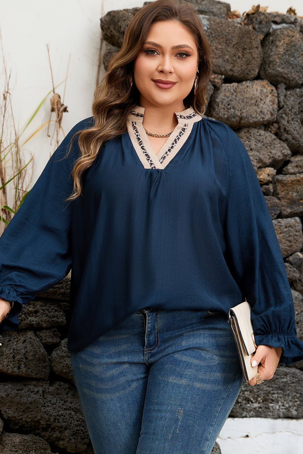 Katelyn Long Flounce Sleeve PLUS Blouse