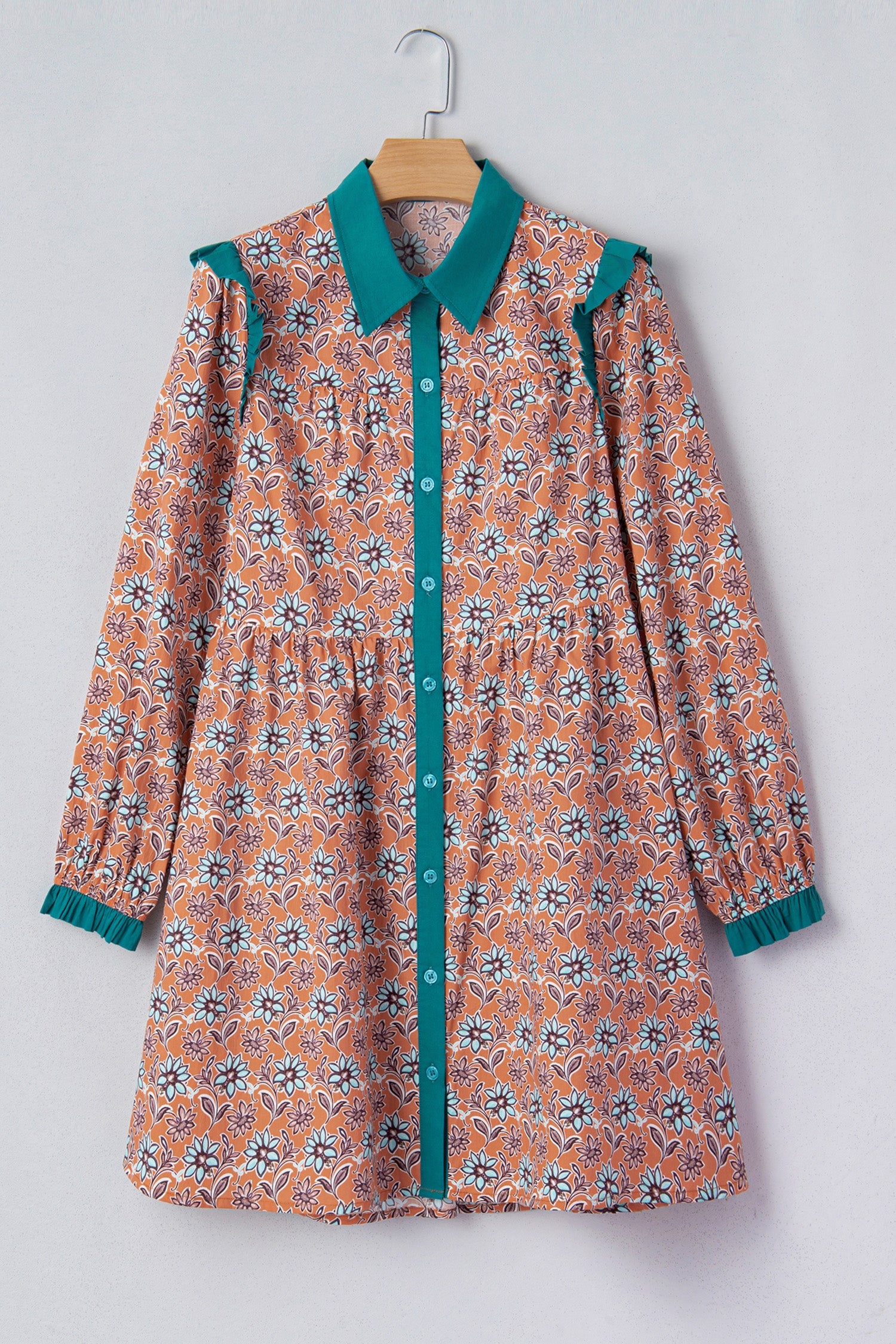 Alia Floral Contrast Collared Shirt