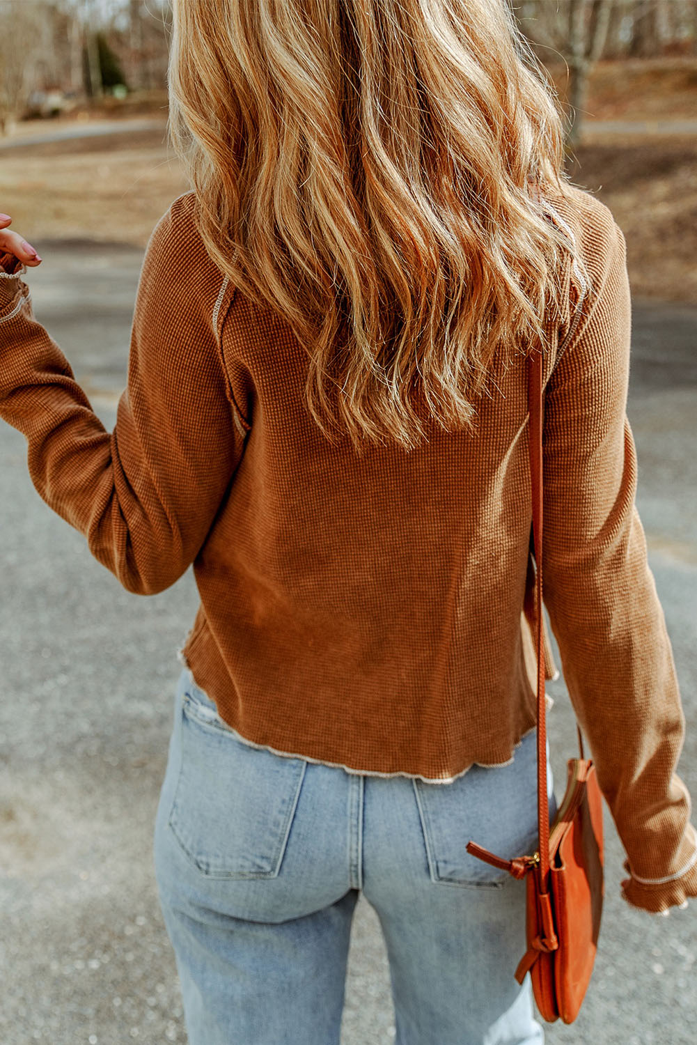 Cataleya Textured Round Neck Long Sleeve Top