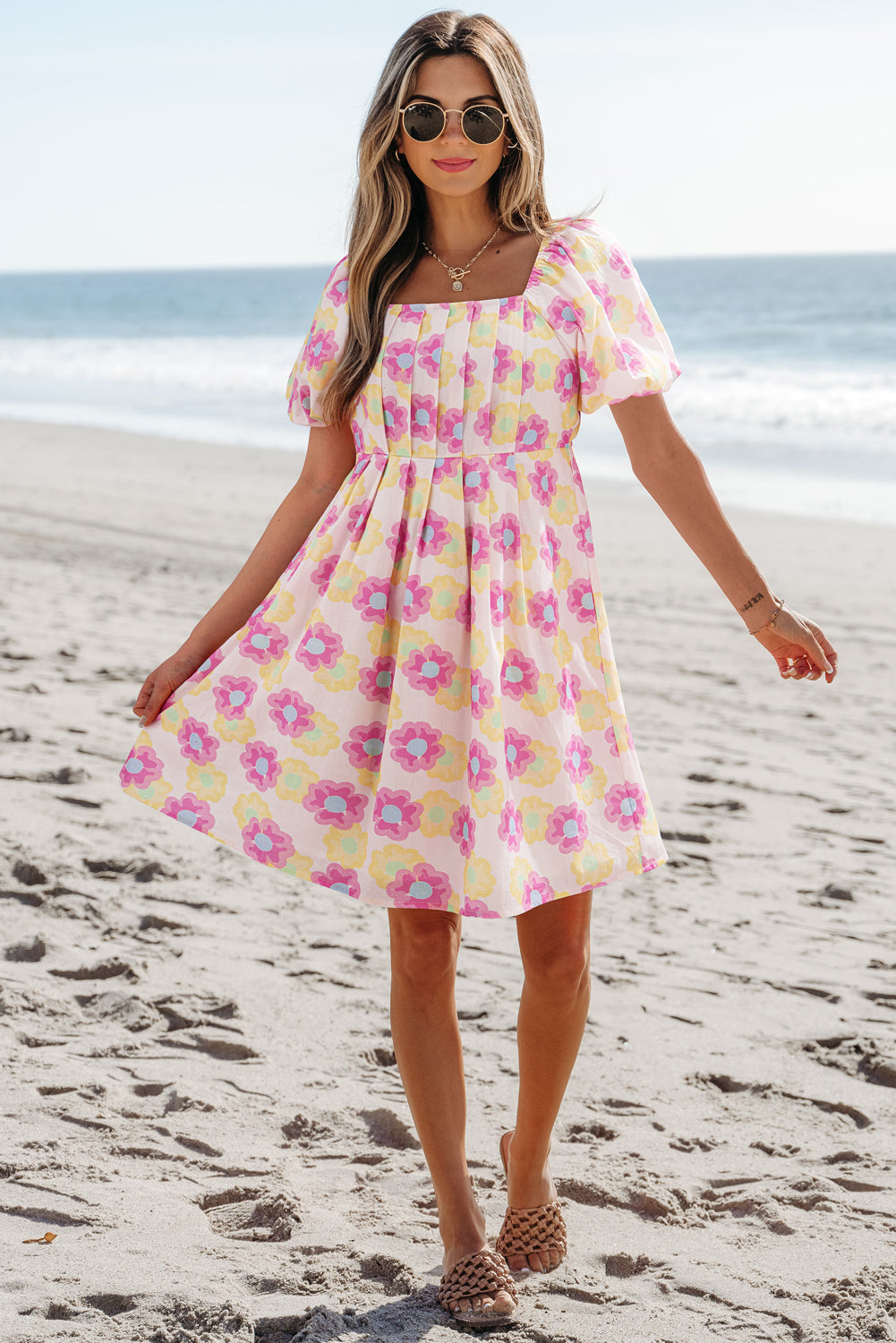 Alessandra Pleated Flared Midi Dress