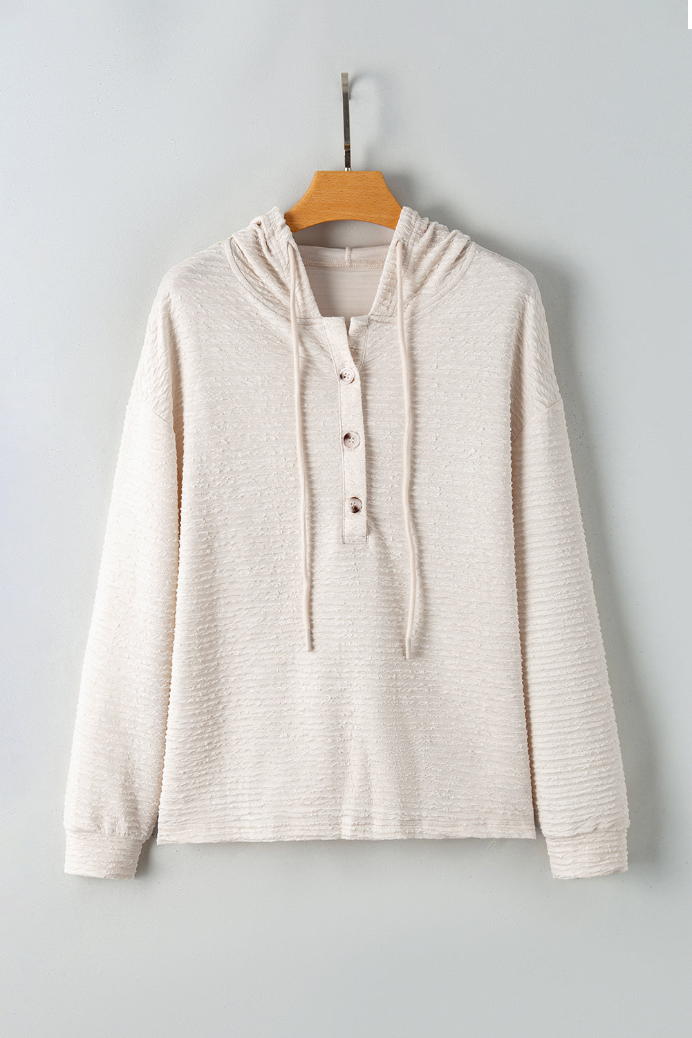 Madison Textured Drawstring Henley Hoodie