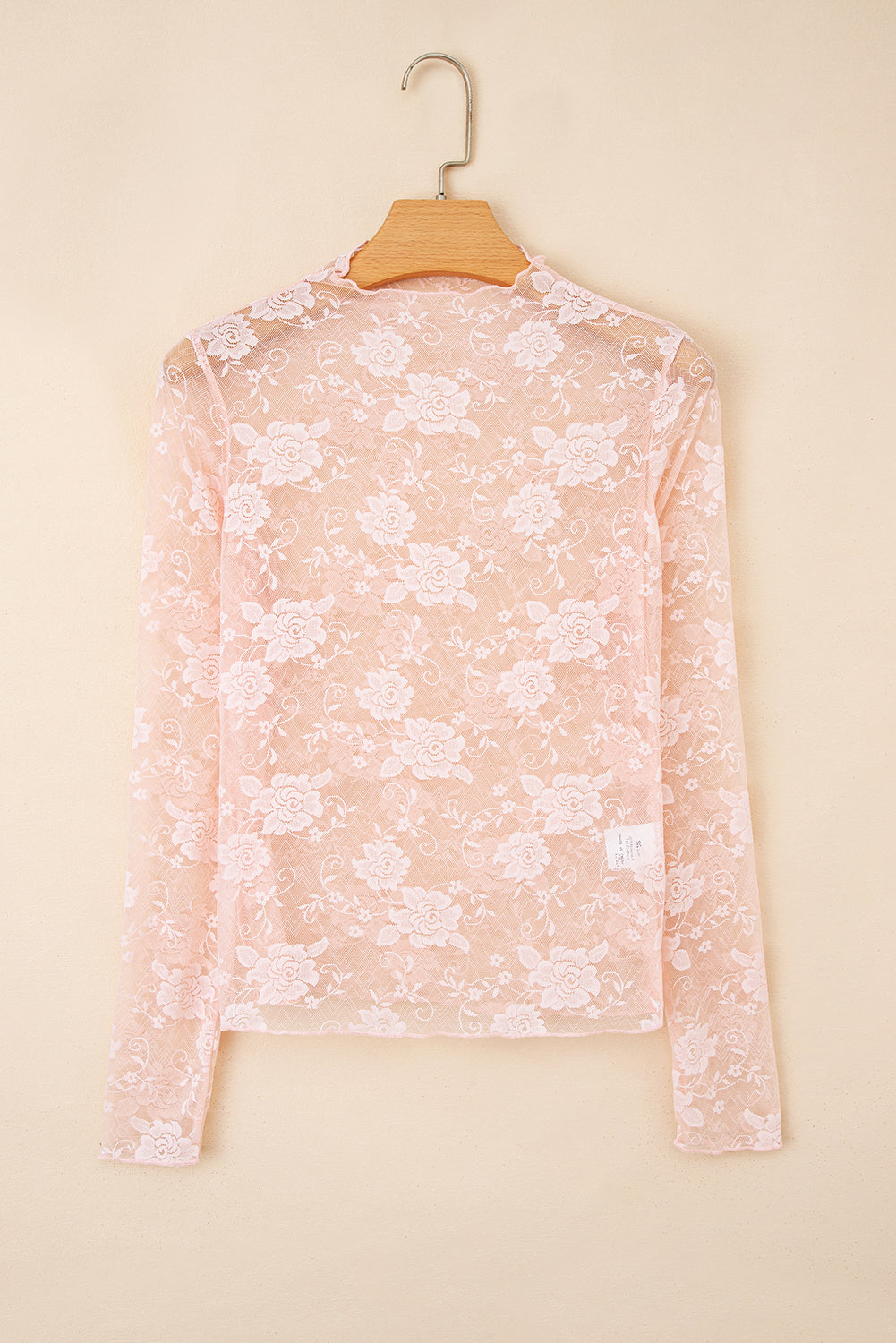 Myla Sheer Floral Lace Mesh Mock Neck Long Sleeve Top