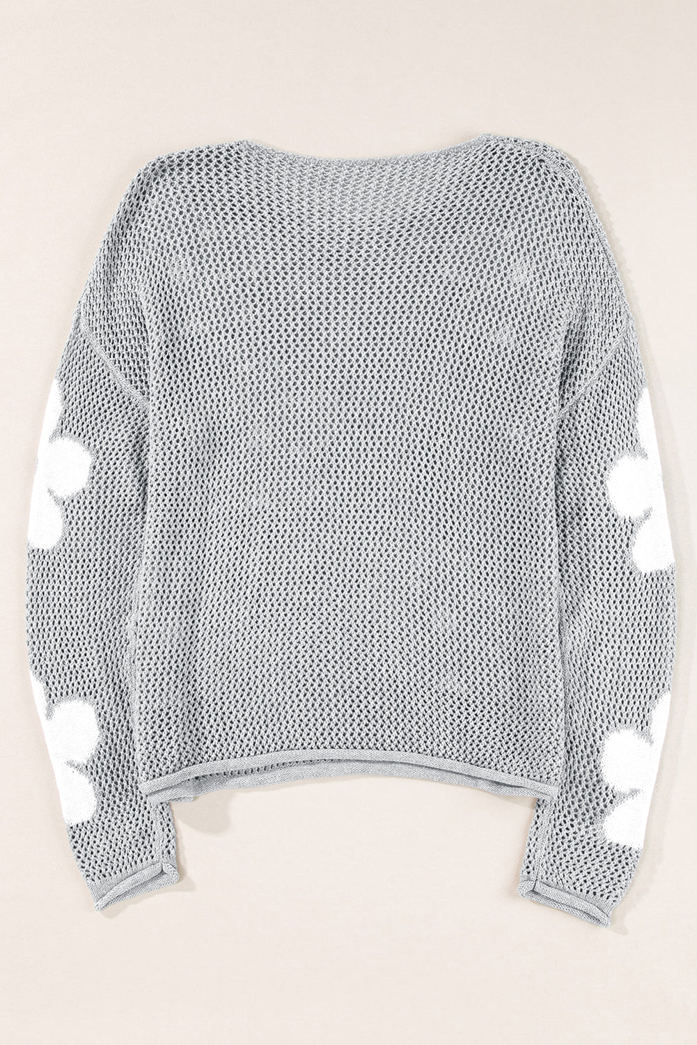 Dulce Big Flower Hollowed Knit Drop Shoulder Sweater