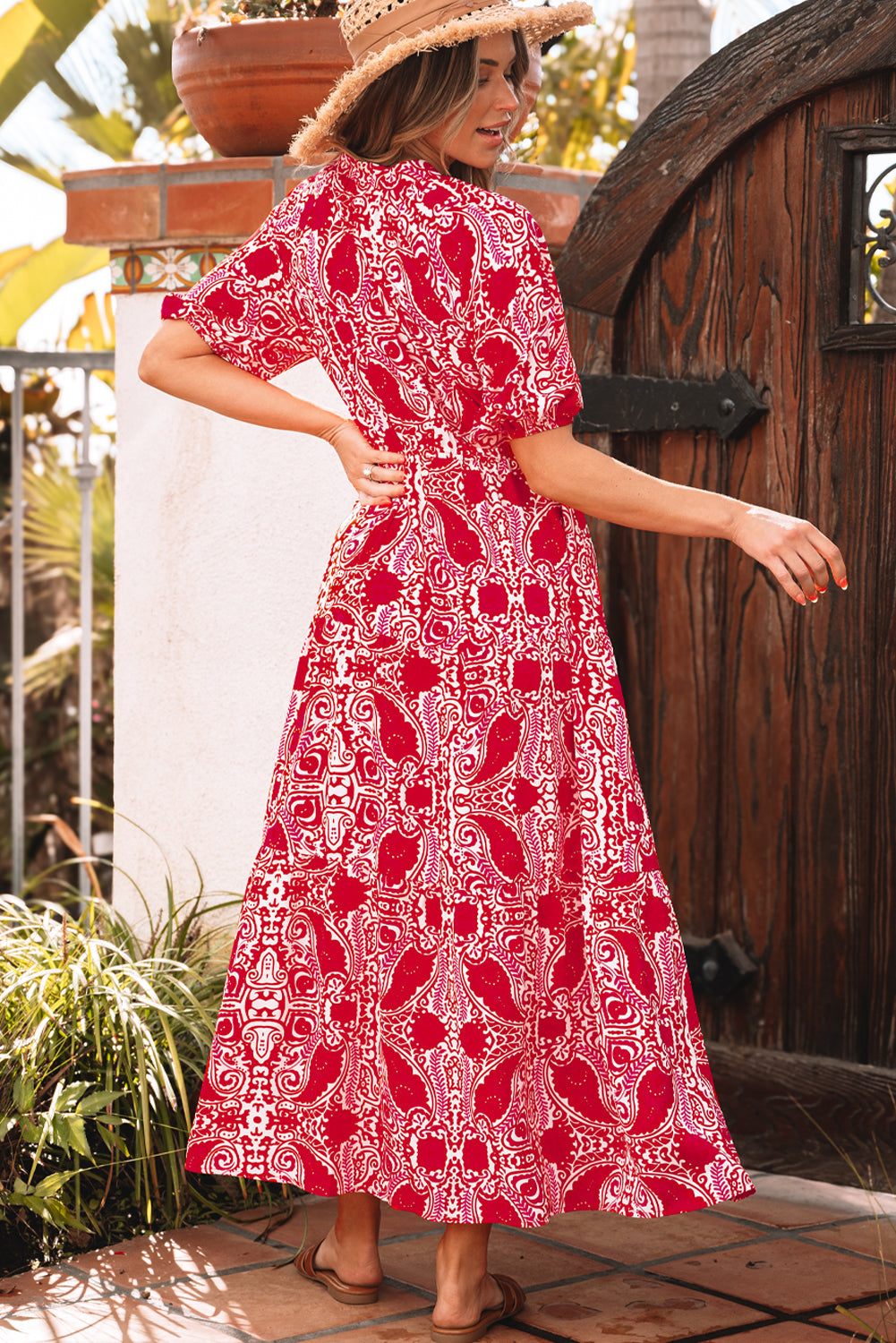 Raquel Paisley Side Slit Maxi Dress