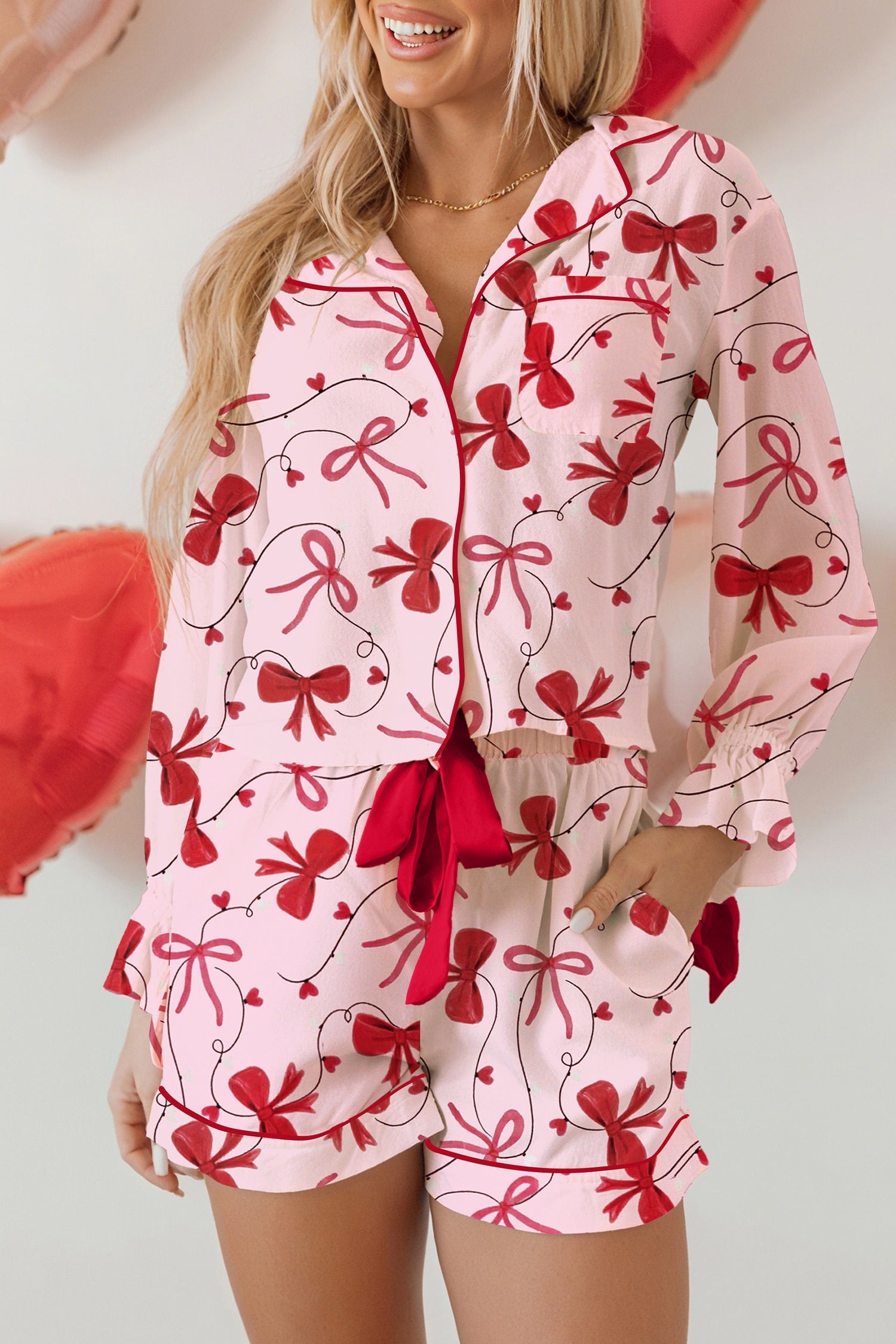 Laurel Pcs Pajama Set Long Sleeve Top