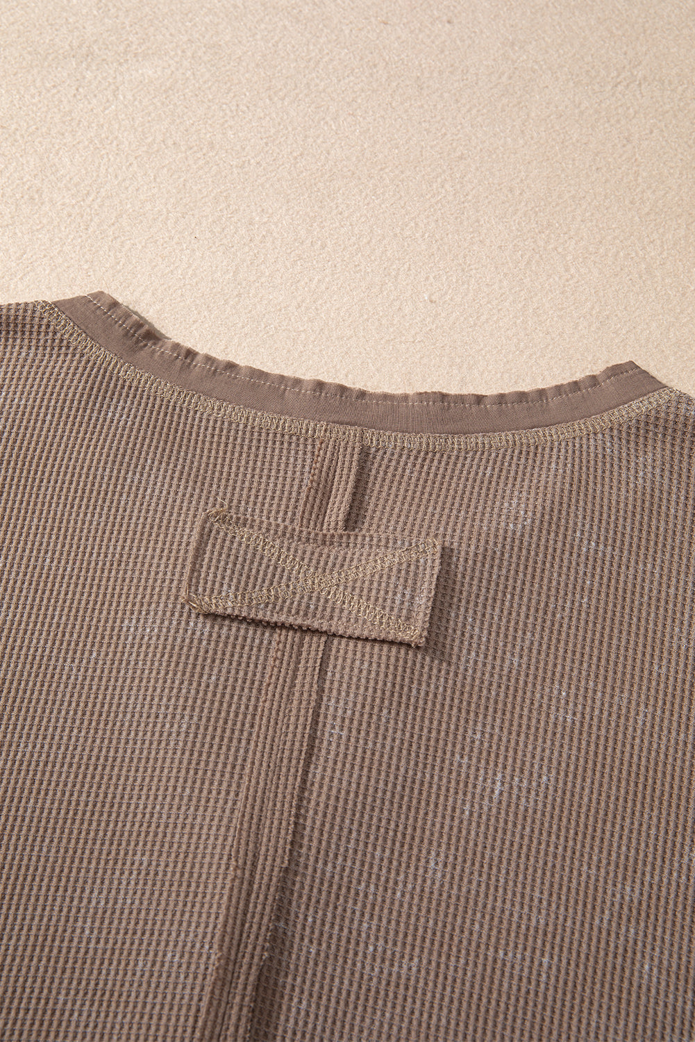 Zahra Waffle Knit Neckline Long Sleeve Top