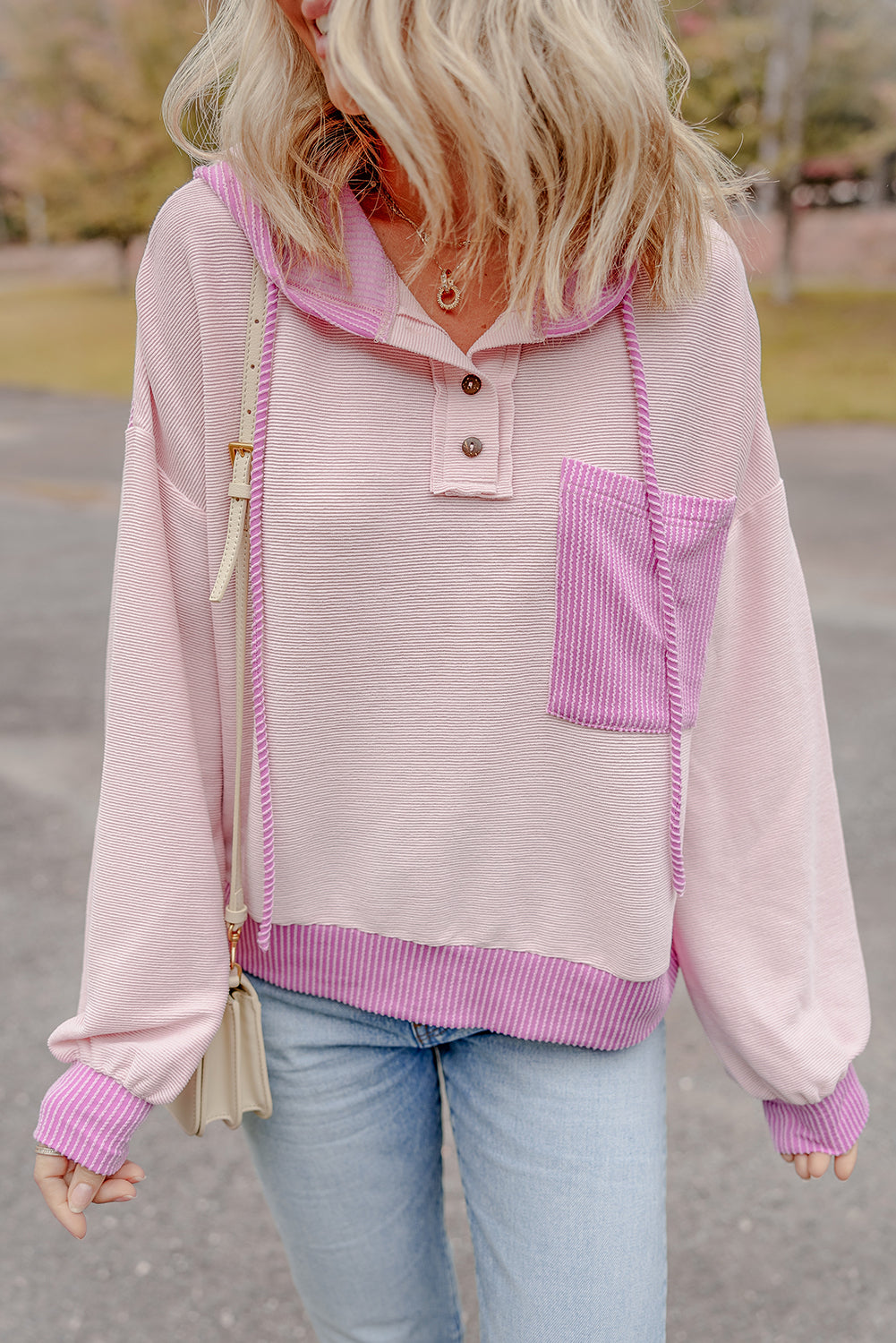 Johanna Patch Drawstring Hooded Top