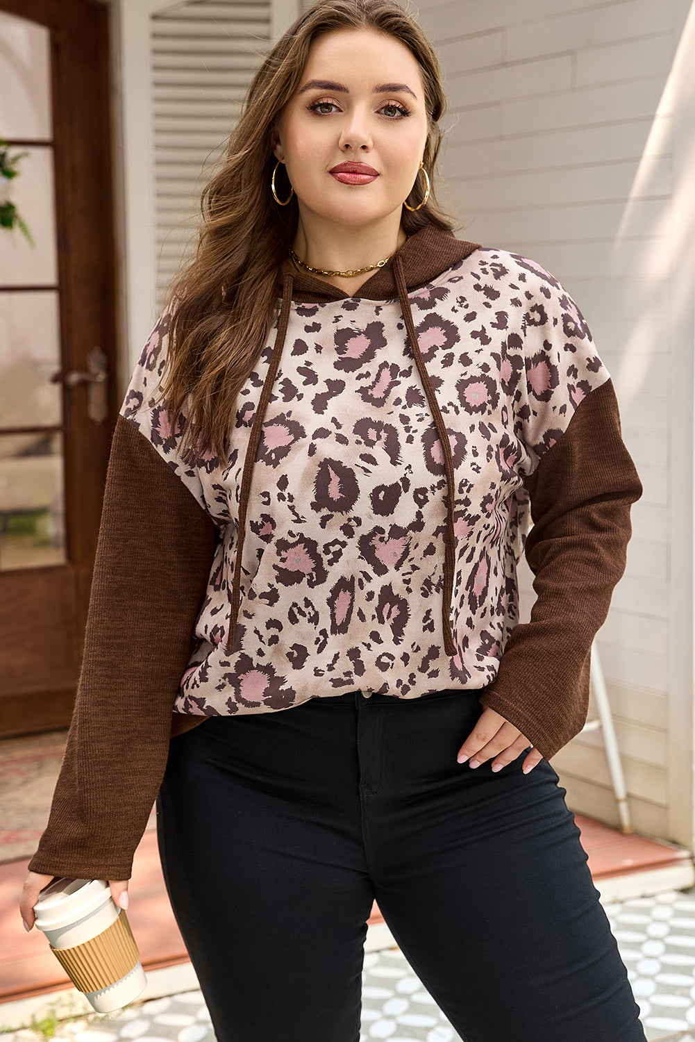 Scarlett Print Knit Patchwork Hoodie