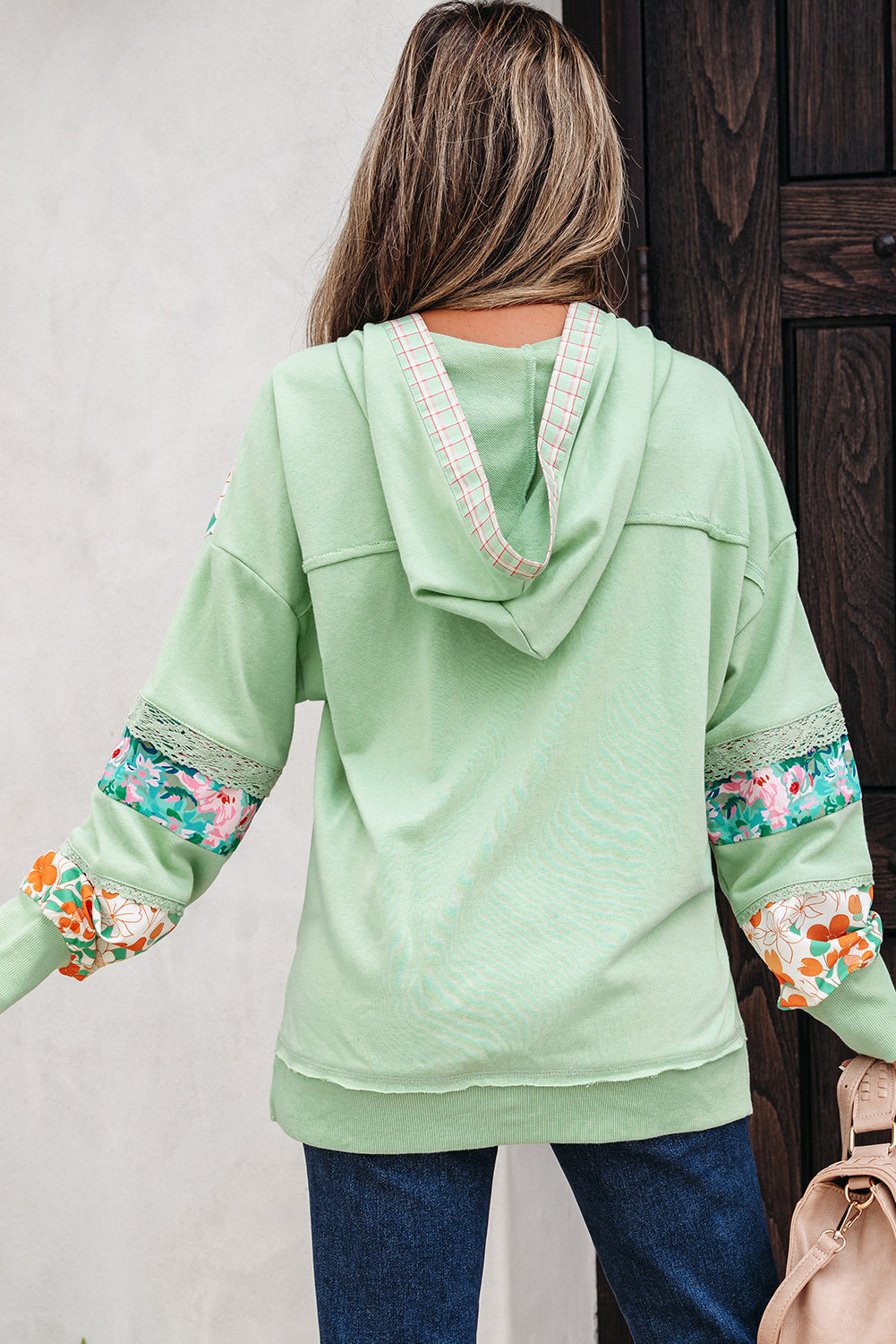 Emberly Patchwork Half Hooded Pullover