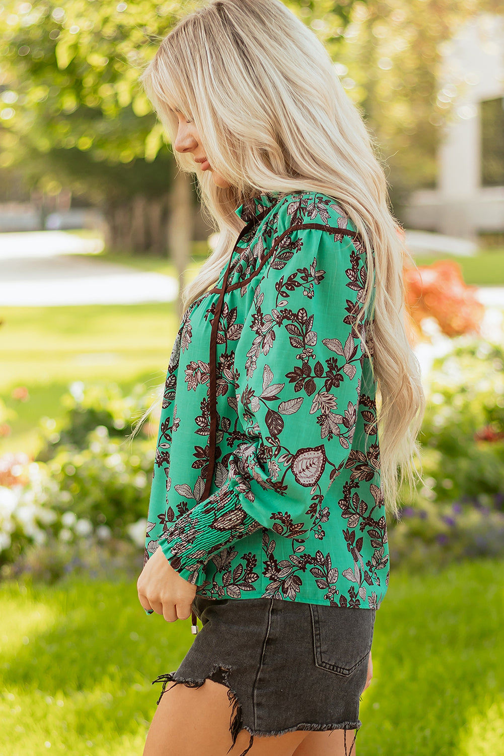 Elouise Shirred Puff Sleeve Blouse