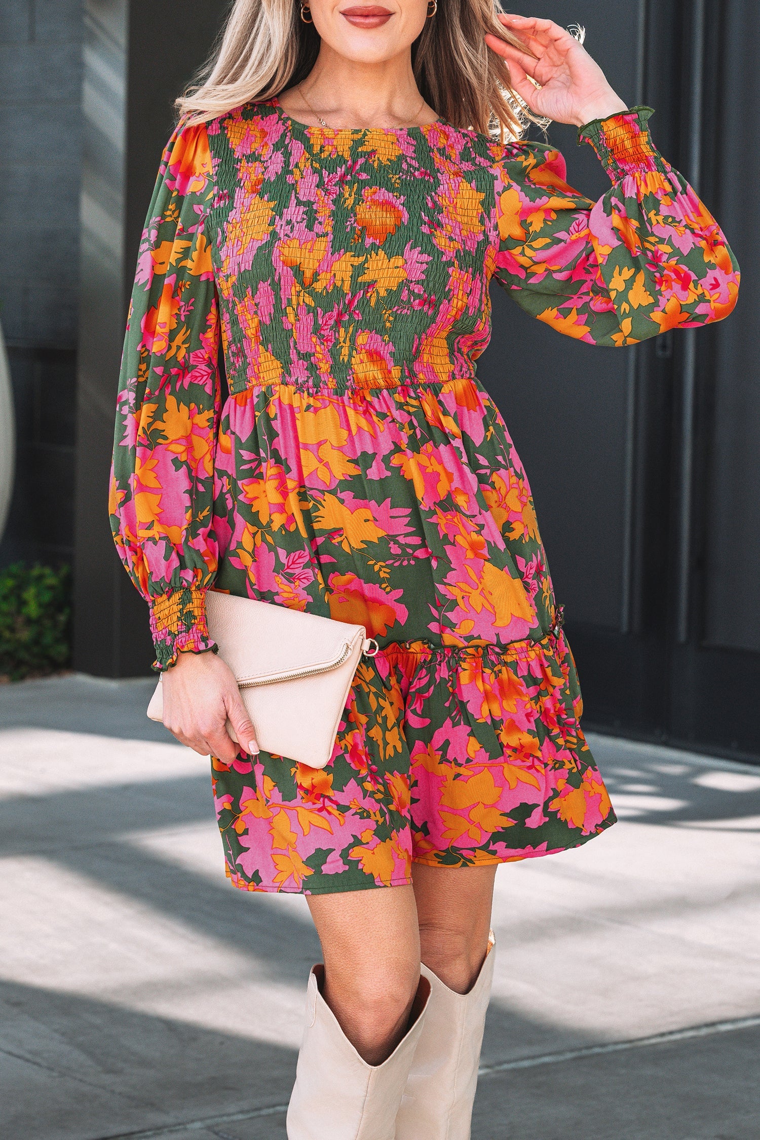 Anna Smocked Ruffled Mini Dress