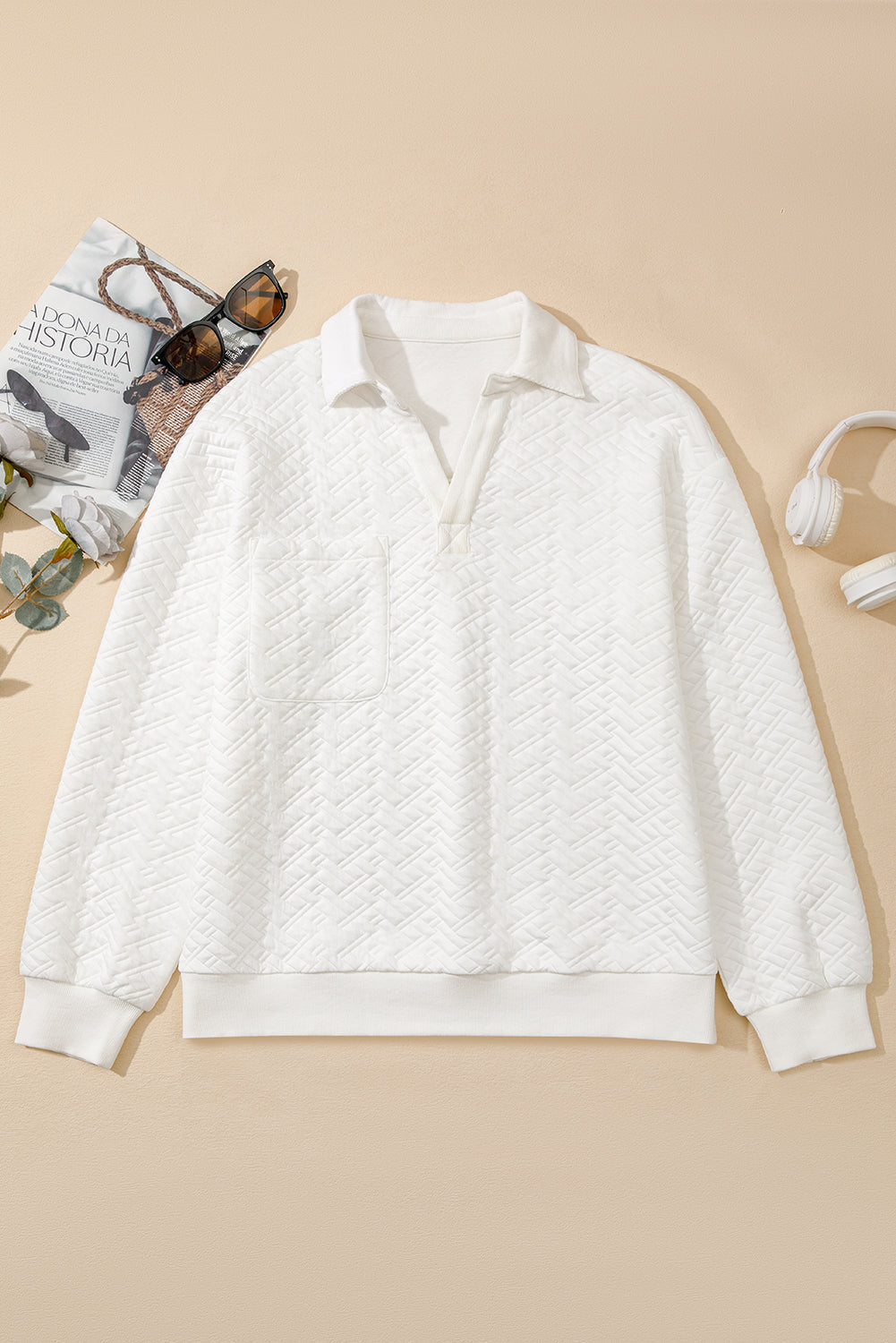 Raina Textured Collared Pullover