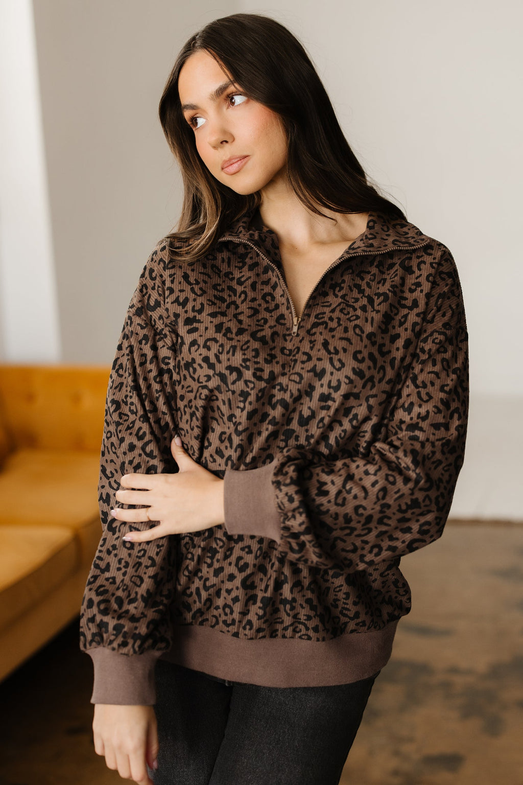 Alaya Quarter Zip Corduroy Sweatshirt