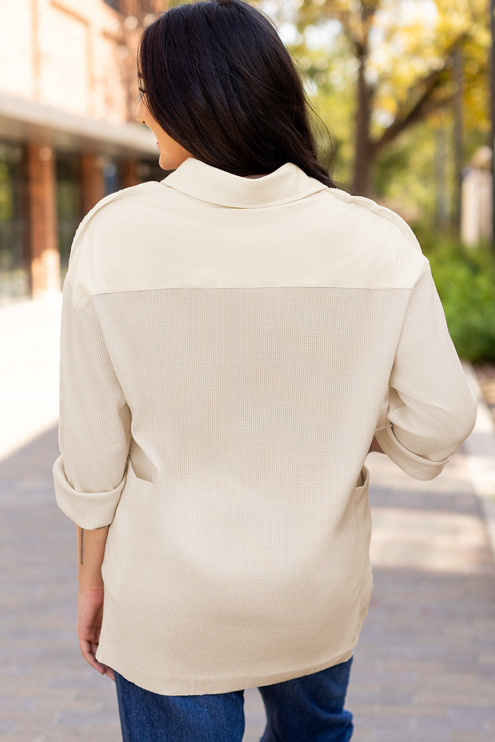 Arianna Waffle  Half Button Top.