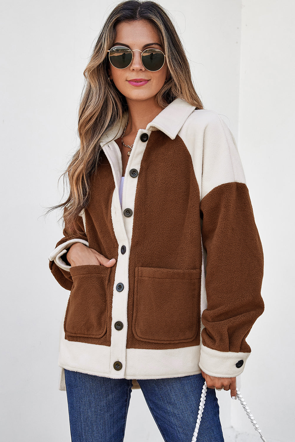 Alia Patchwork Down Fleece Shacket