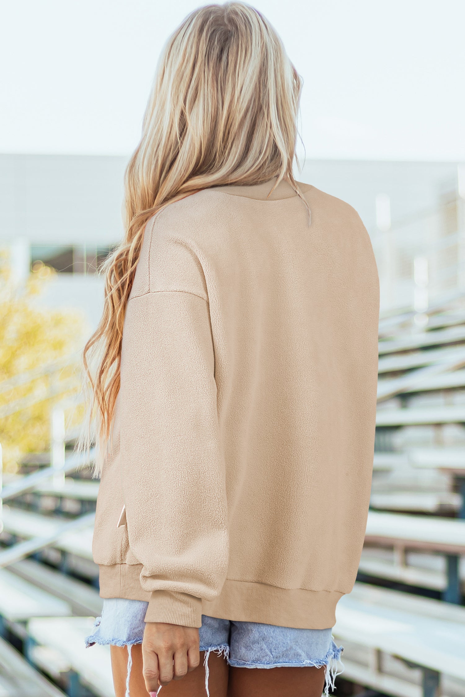 Leah Shoulder Reversible Mock Sweatshirt