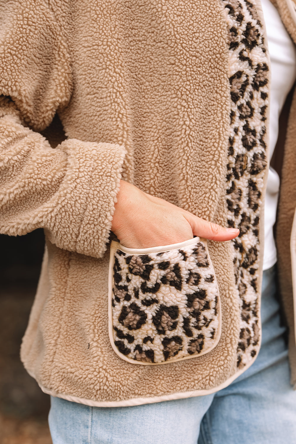 Renaona Print accent Plush Jacket