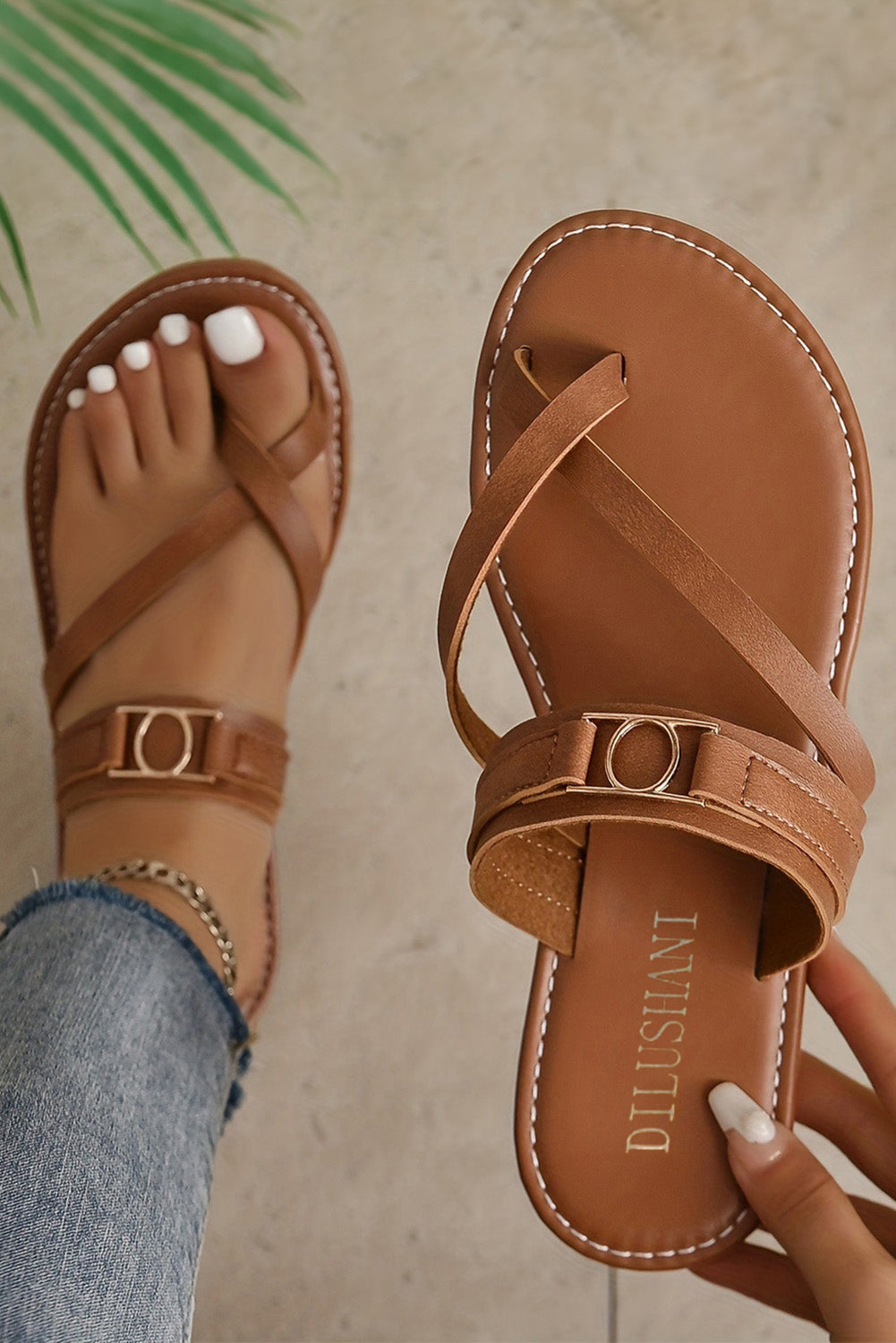Everleigh Buckle Leathered Flat Slippers