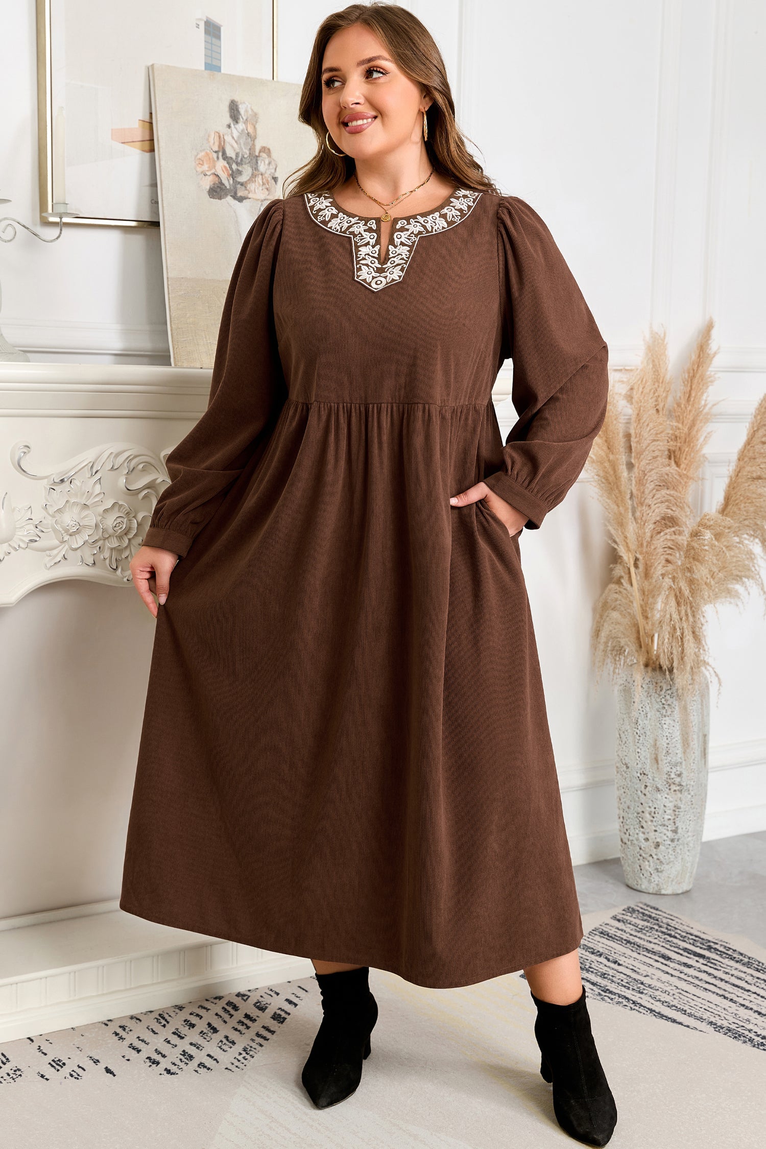Hallie High Waist Midi PLUS Dress