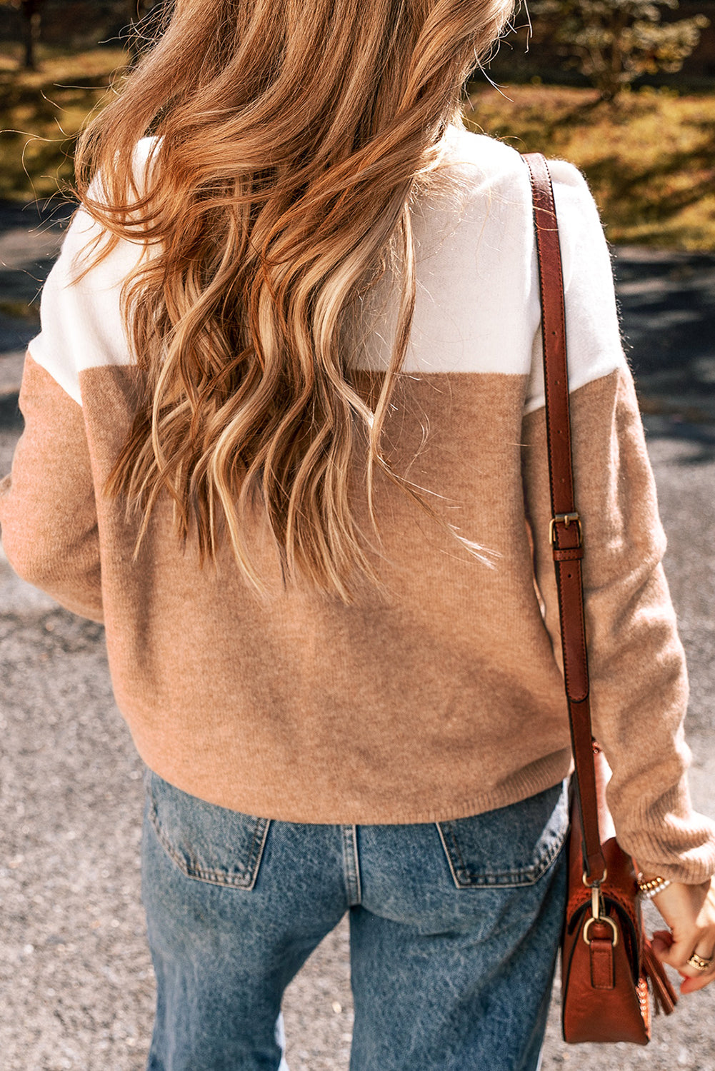 Isabella Colorblock Ribbed Trim Sweater