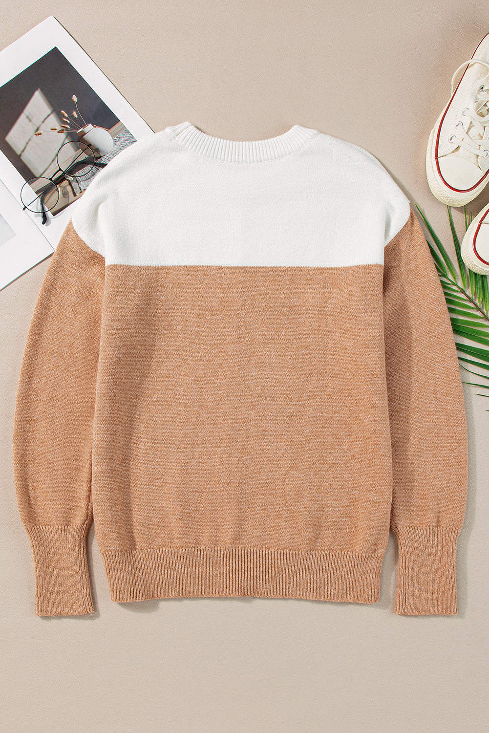 Isabella Colorblock Ribbed Trim Sweater