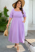 Marley Plus Size Swiss Dot Smocked Dress