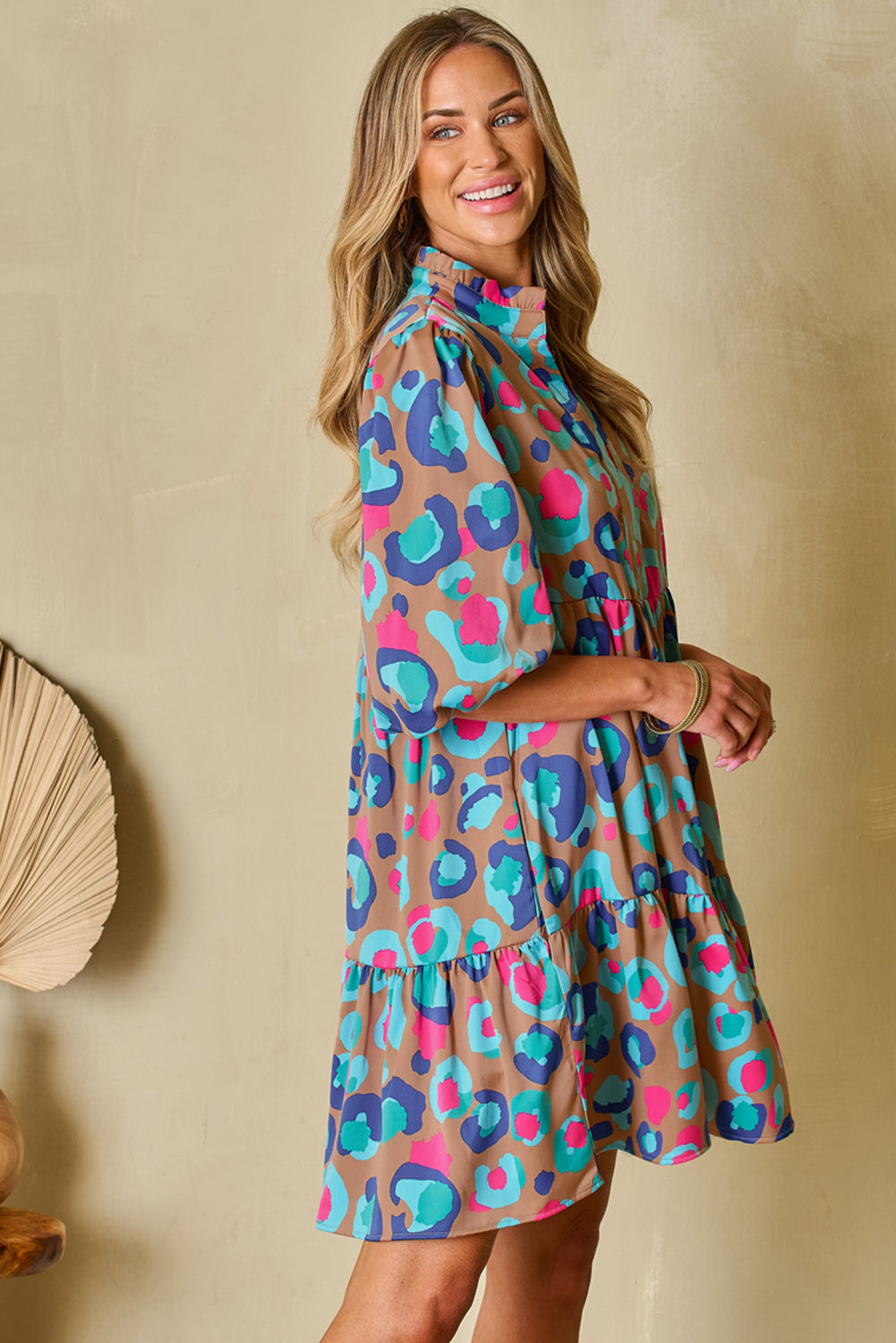 Emerie Sleeve Slit Ruffled Dress