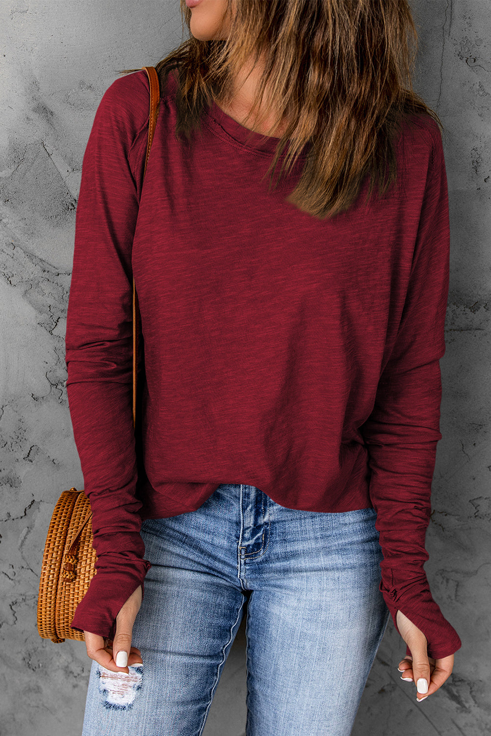 Madison Fiery Solid Long Sleeve Top