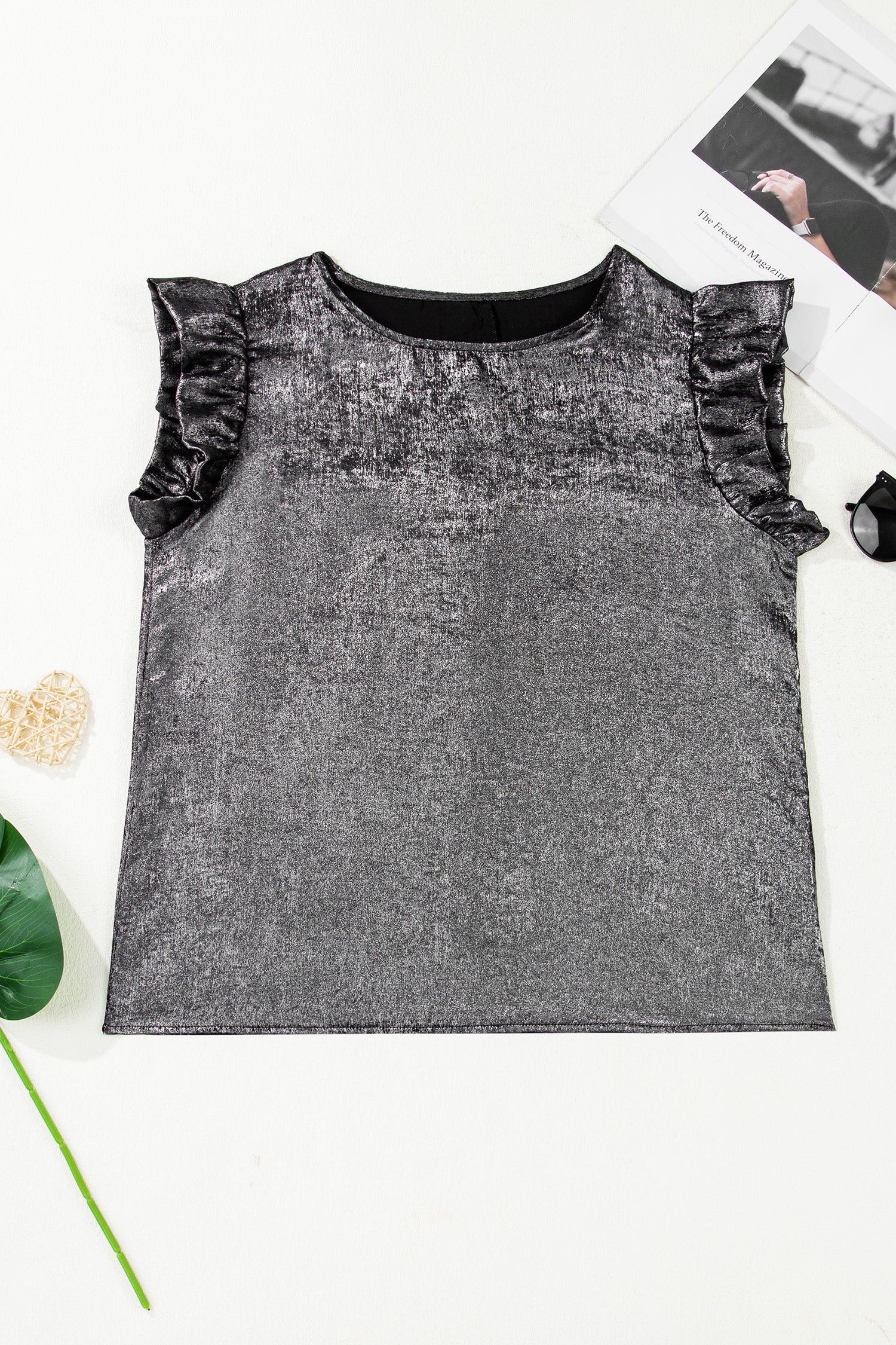 Amelia Ruffle Trim Sleeveless Top