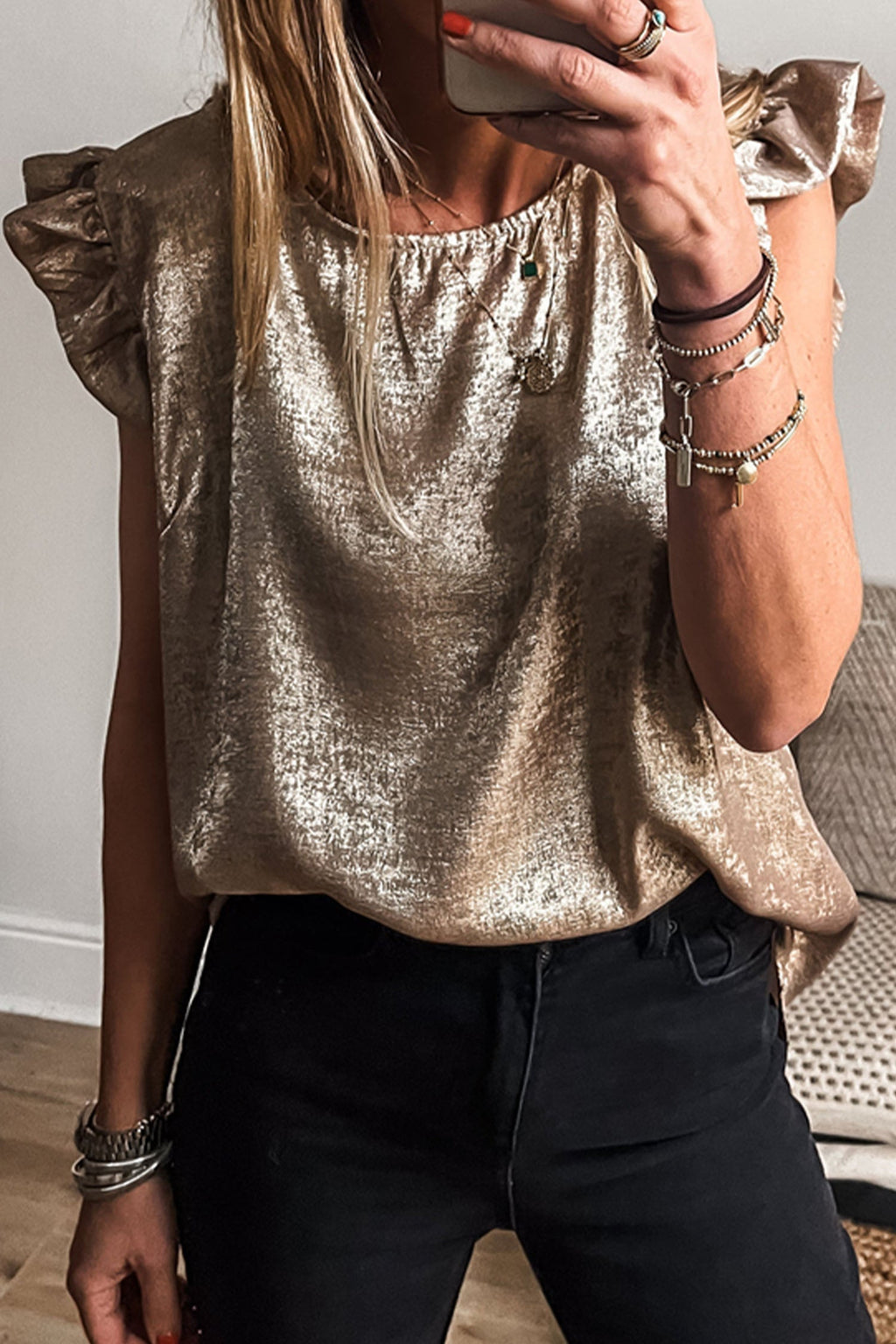 Parker Ruffle Trim Sleeveless Top