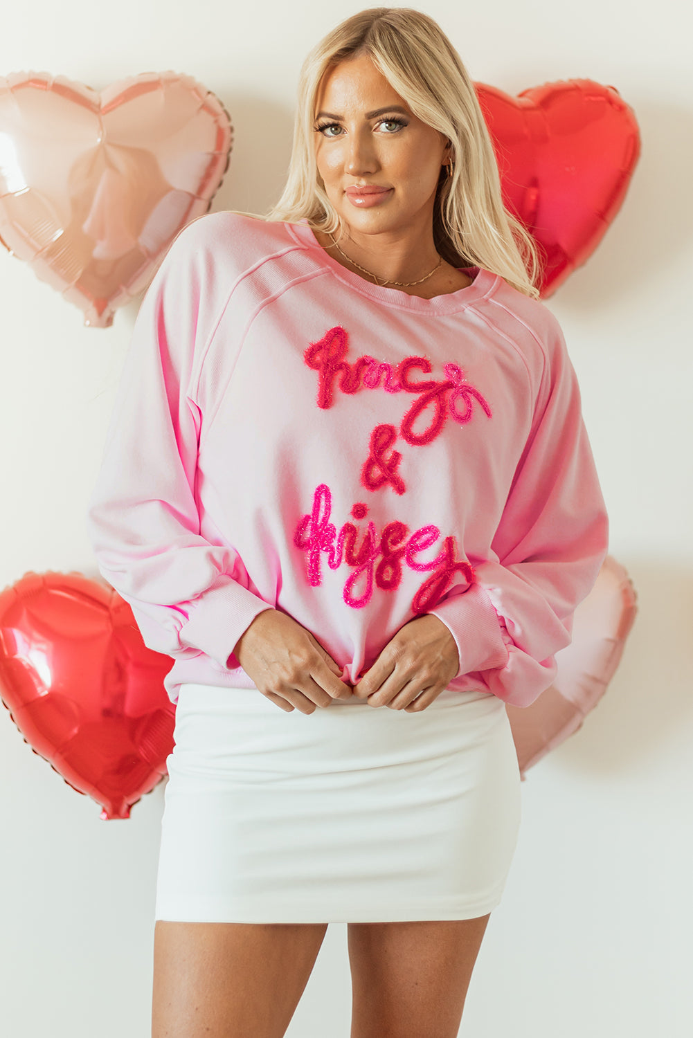 Emery Embroidered Raglan Sleeve Sweatshirt