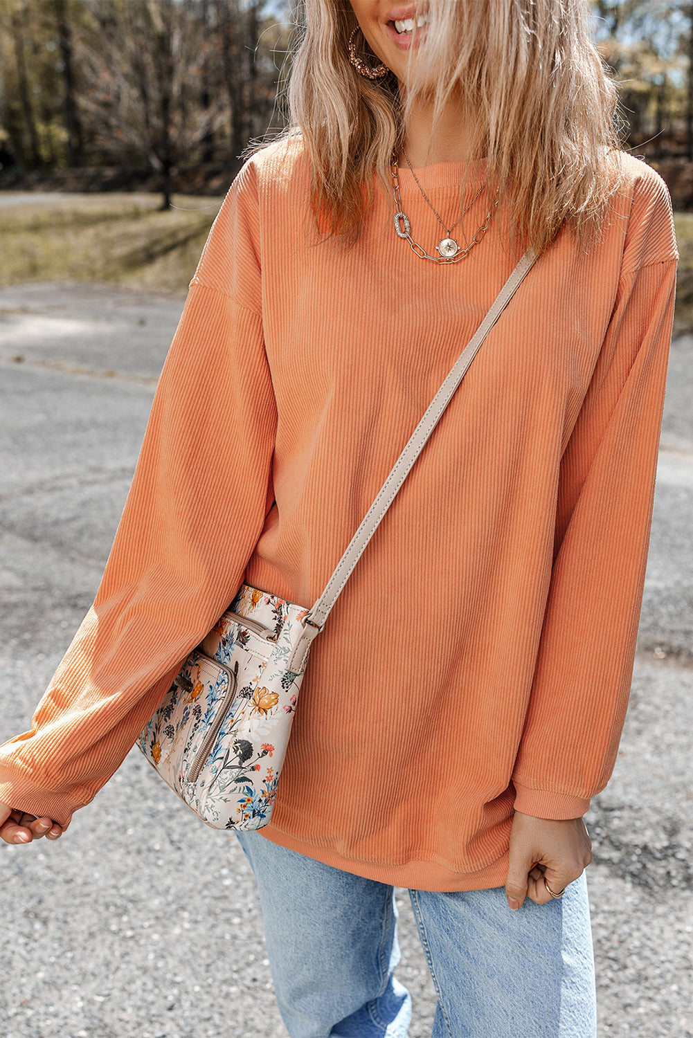 Kamryn Ribbed Corduroy Oversized Sweatshirt