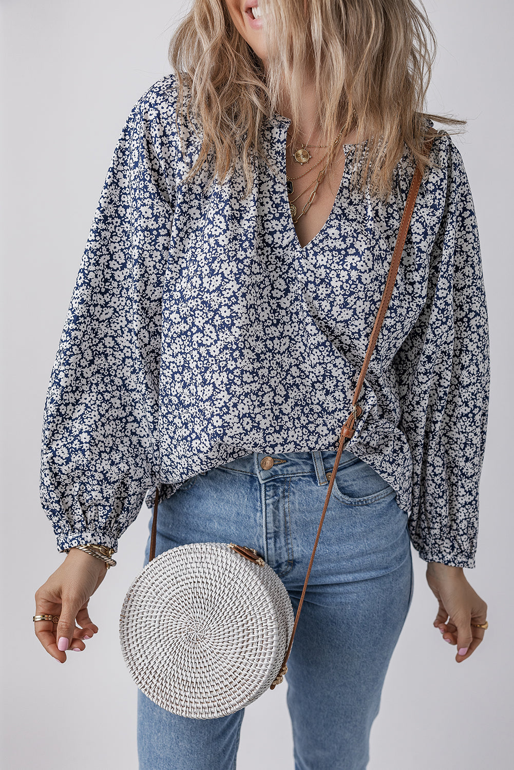 Amelie Notched Puff Sleeve Blouse