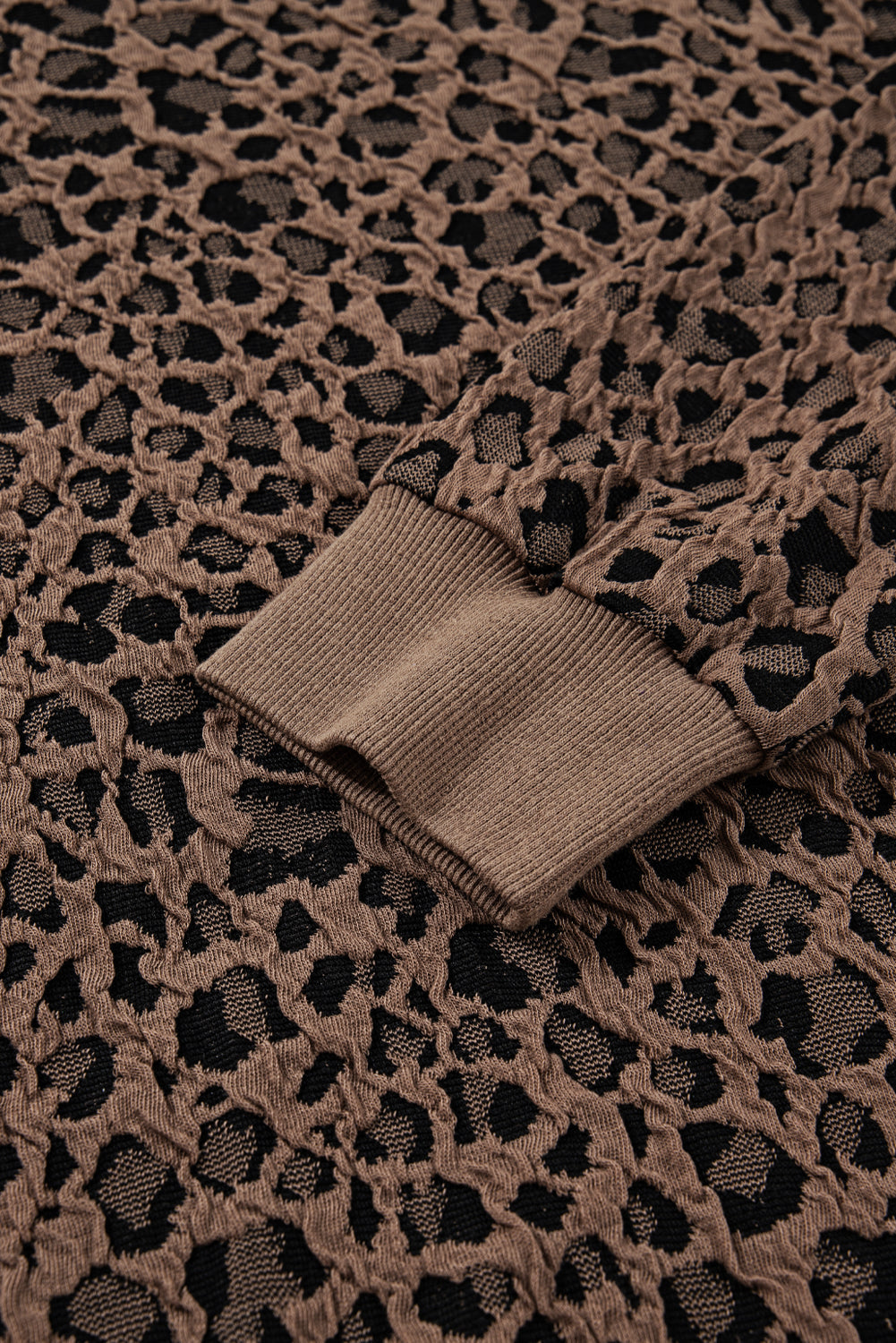Annie Ribbed Trim Leopard Top