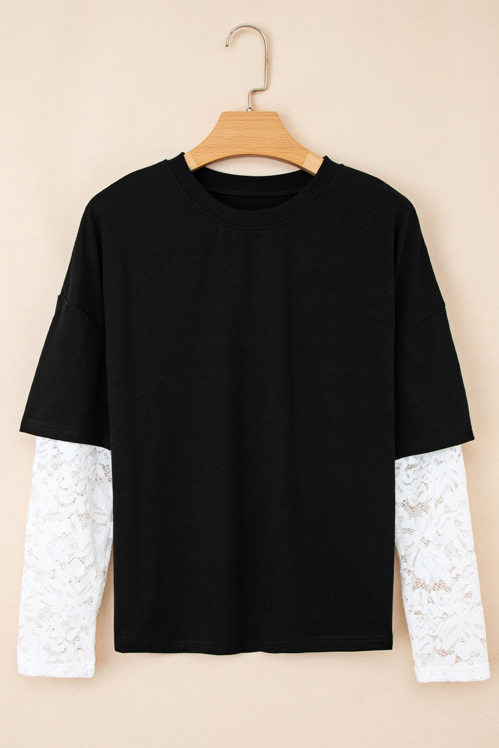 Hallie Lace Long Sleeve Insert Drop Shoulder Top