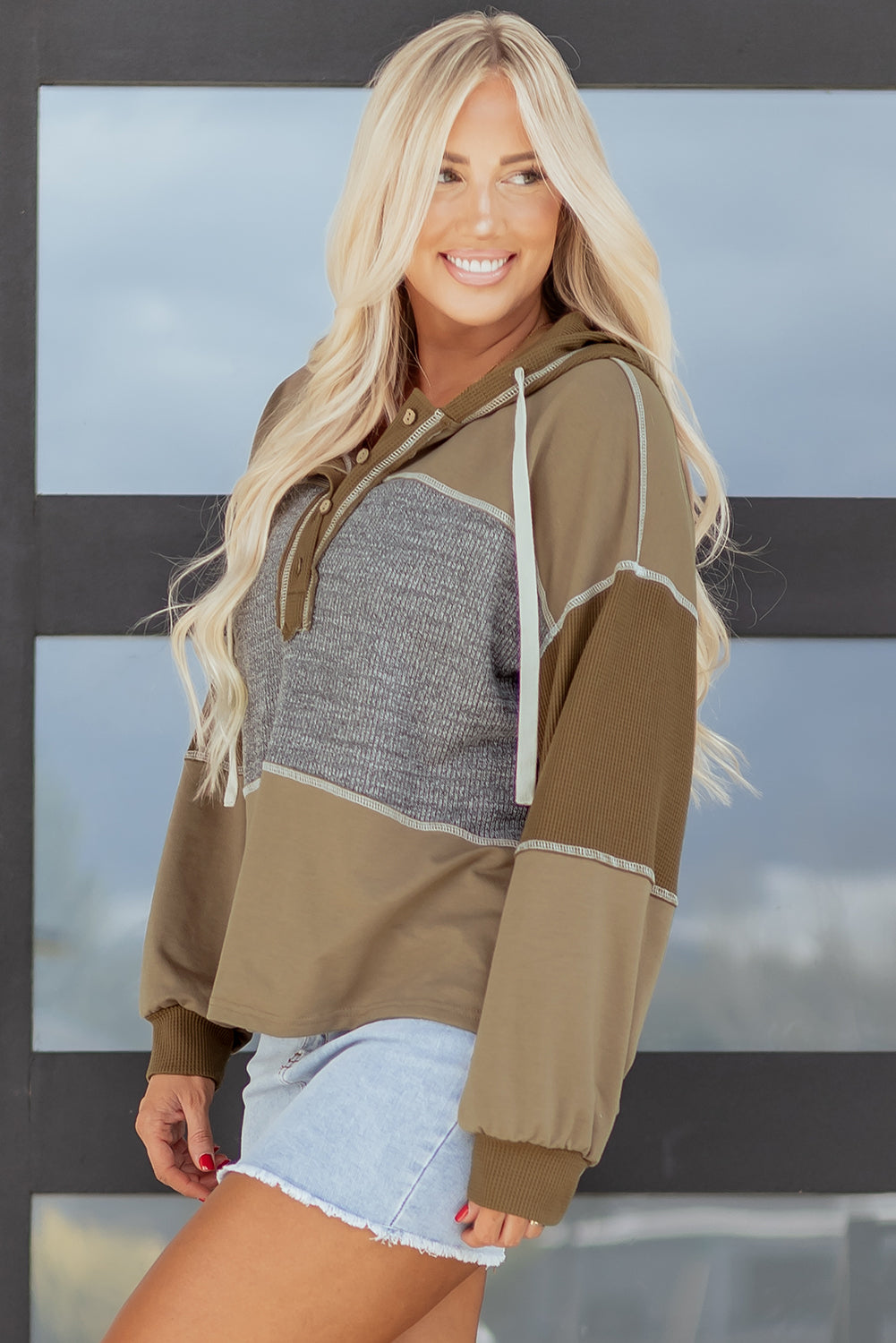 Myrabella Exposed Seam Half Pullover