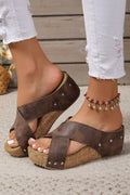 Wren Criss Cross Wedge Slippers