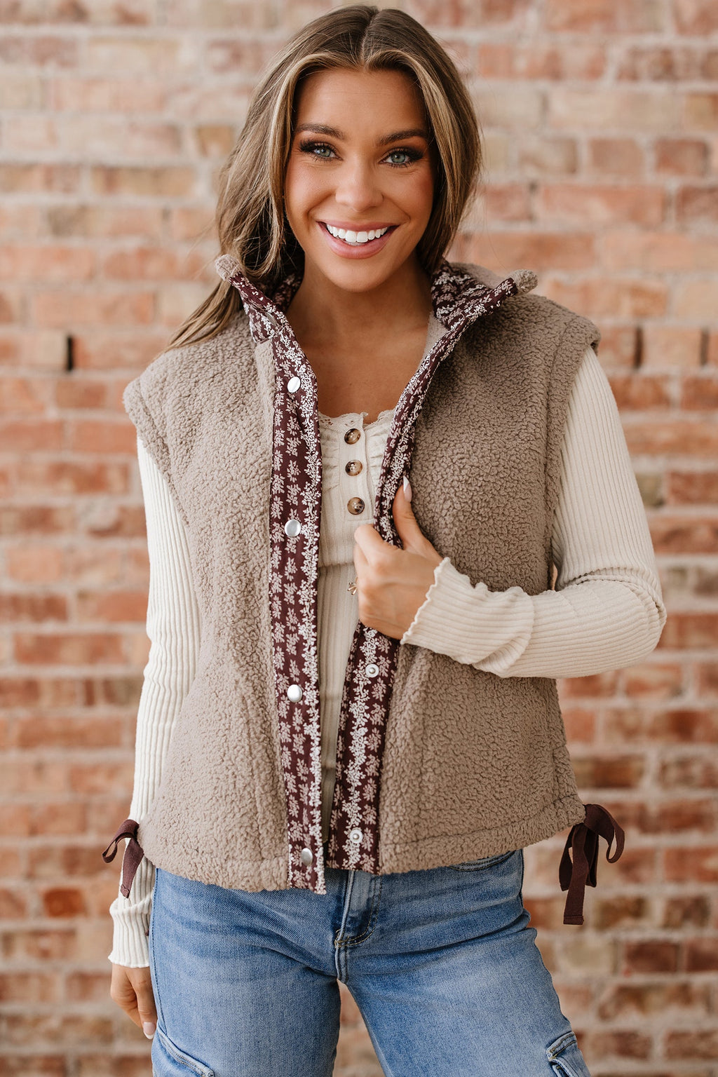 Wrenley Bows Sherpa Fleece Vest