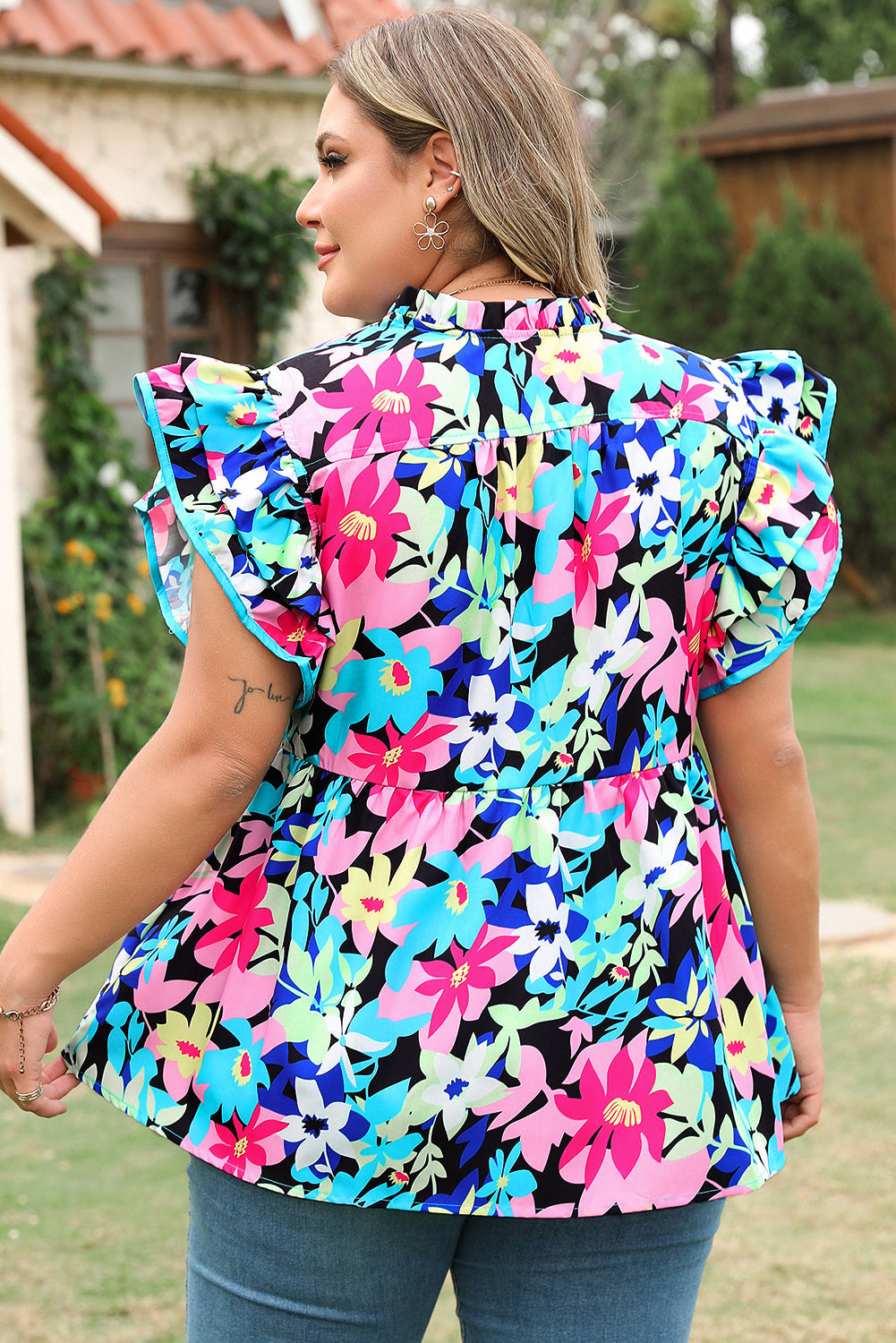 Dani Sleeve Tied Notched PLUS Blouse