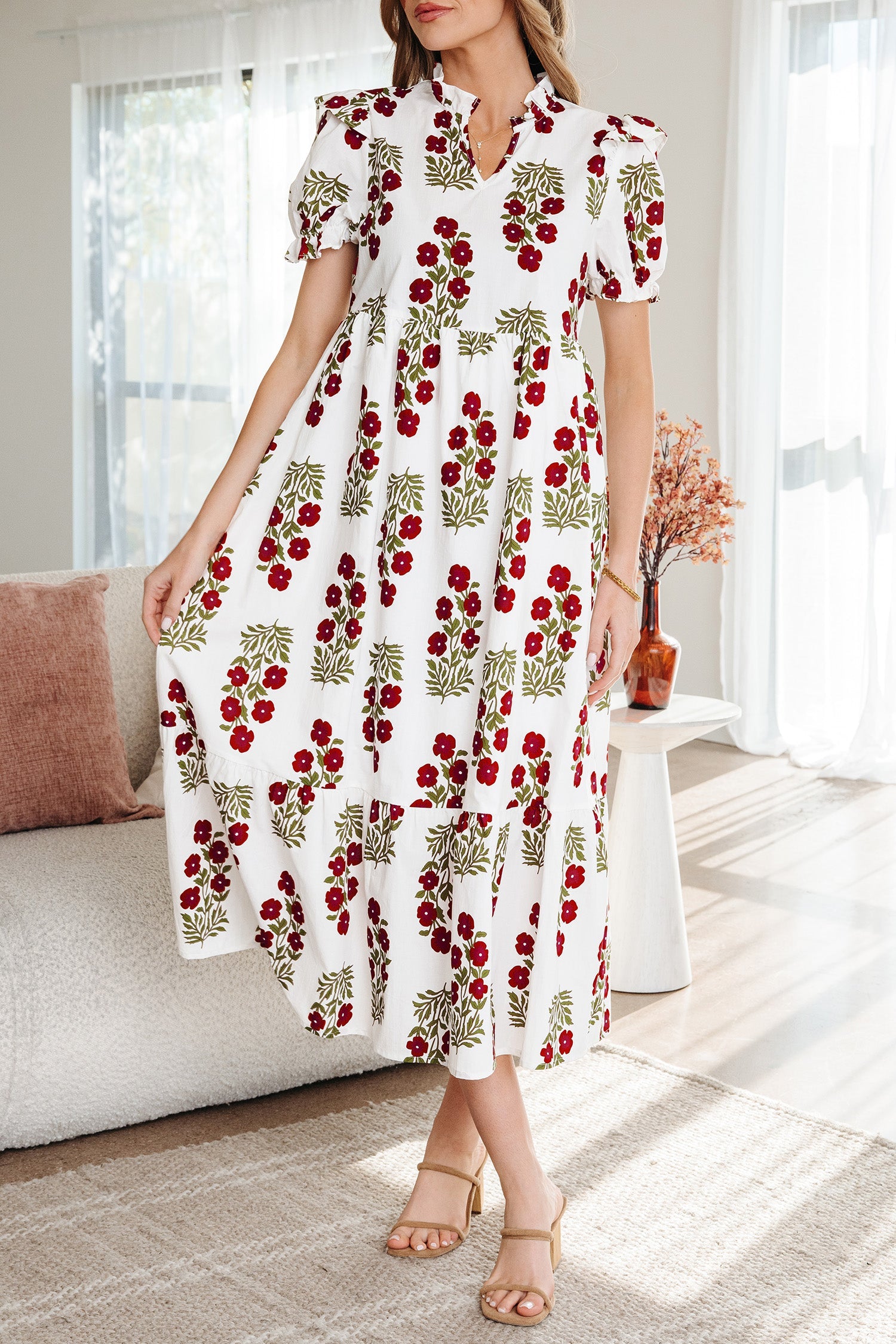 Promise Sleeve Tiered Maxi Dress