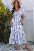 Lea Floral Square Neck Maxi Dress